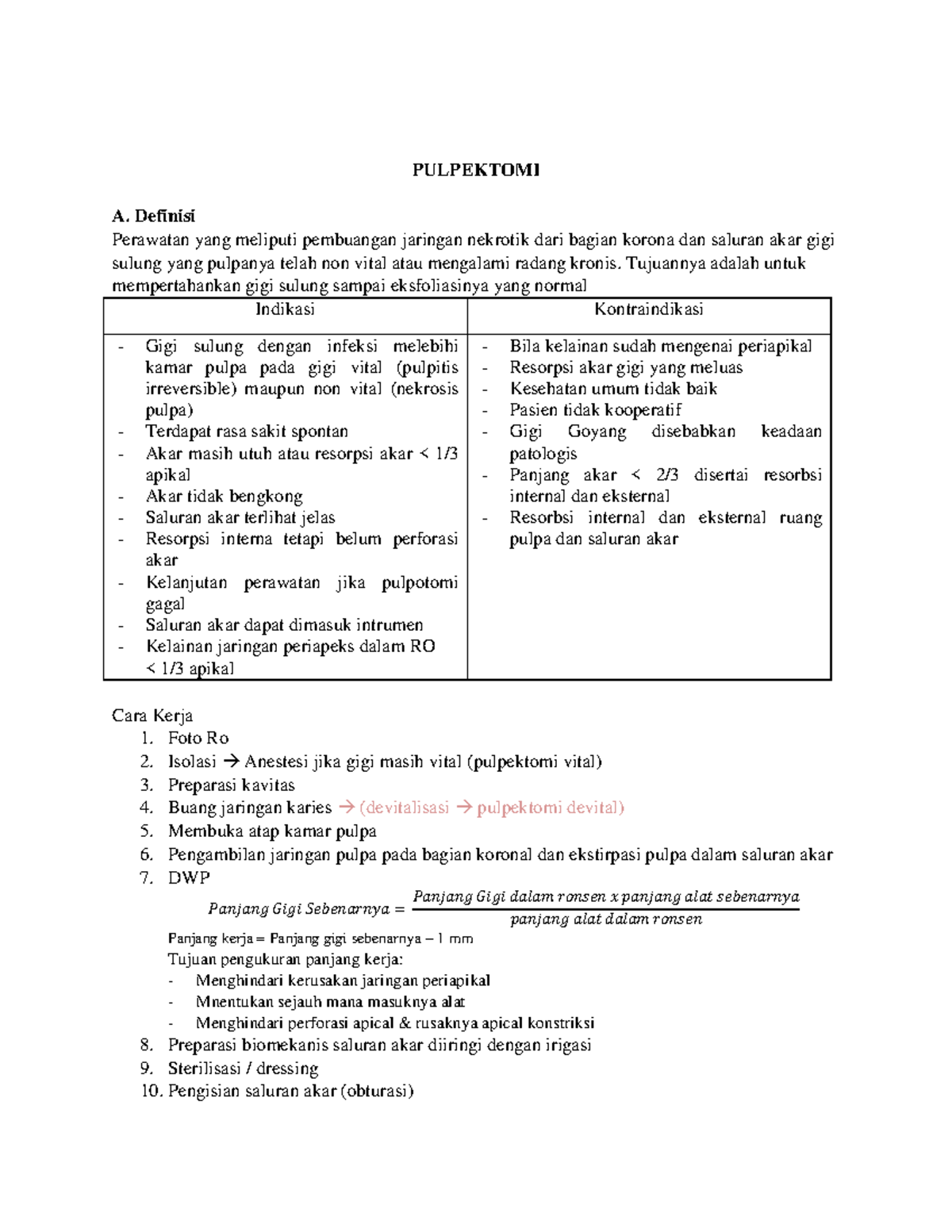 Pulpektomi dan Bahan Irigasi Saluran Akar - PULPEKTOMI A. Definisi ...