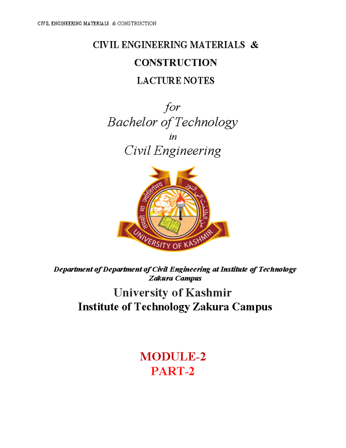 Civil Engineering Materials and Construction Module 2 Part 2 CIVIL