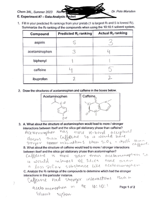 Pre Lab B Chem 3AL Organic Chemistry Laboratory (Fall 2023) - PreLab B ...