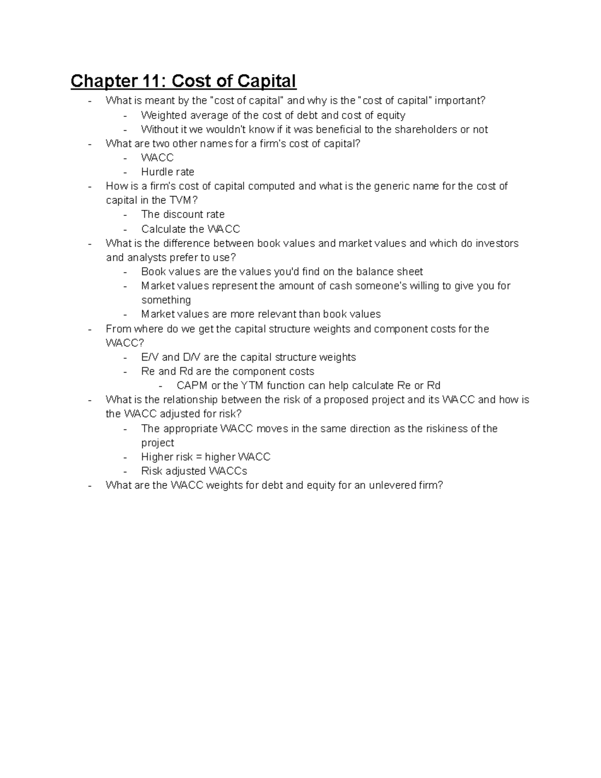 Chapter 11 Cost of Capital Chapter 11 Cost of Capital What is meant