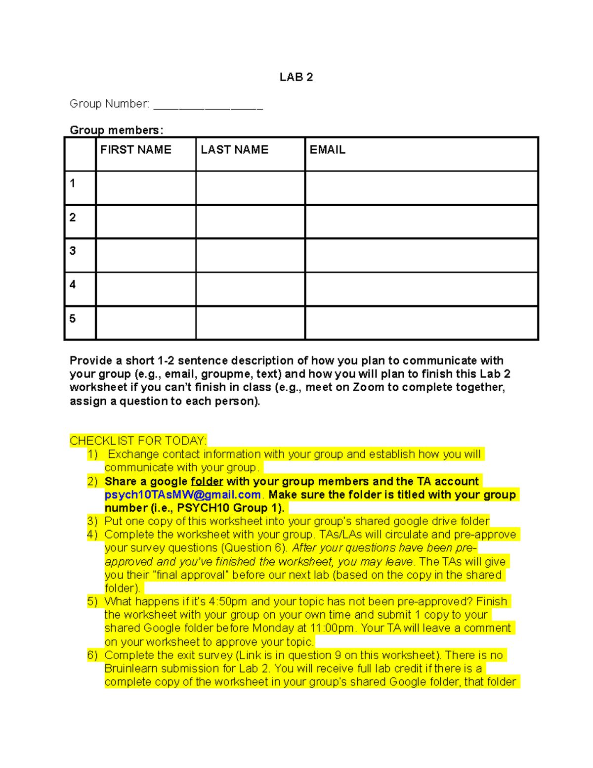 LAB 2 worksheet - LAB 2 Group Number: _________________ Group members ...