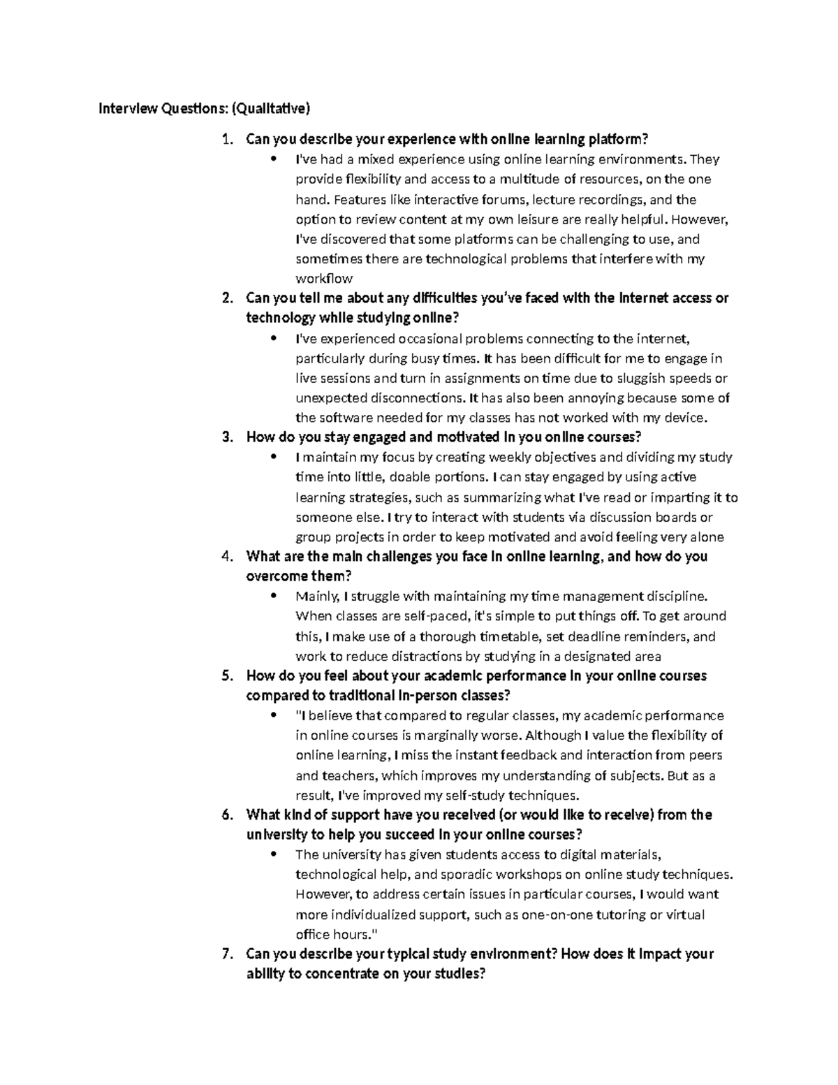 Interview Questions - Can you describe your experience with online ...