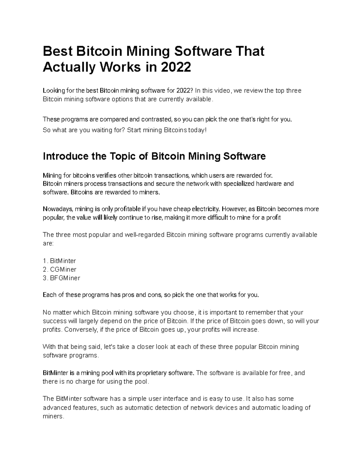 Best Bitcoin Mining Software That Actually Works in 2022 - These ...