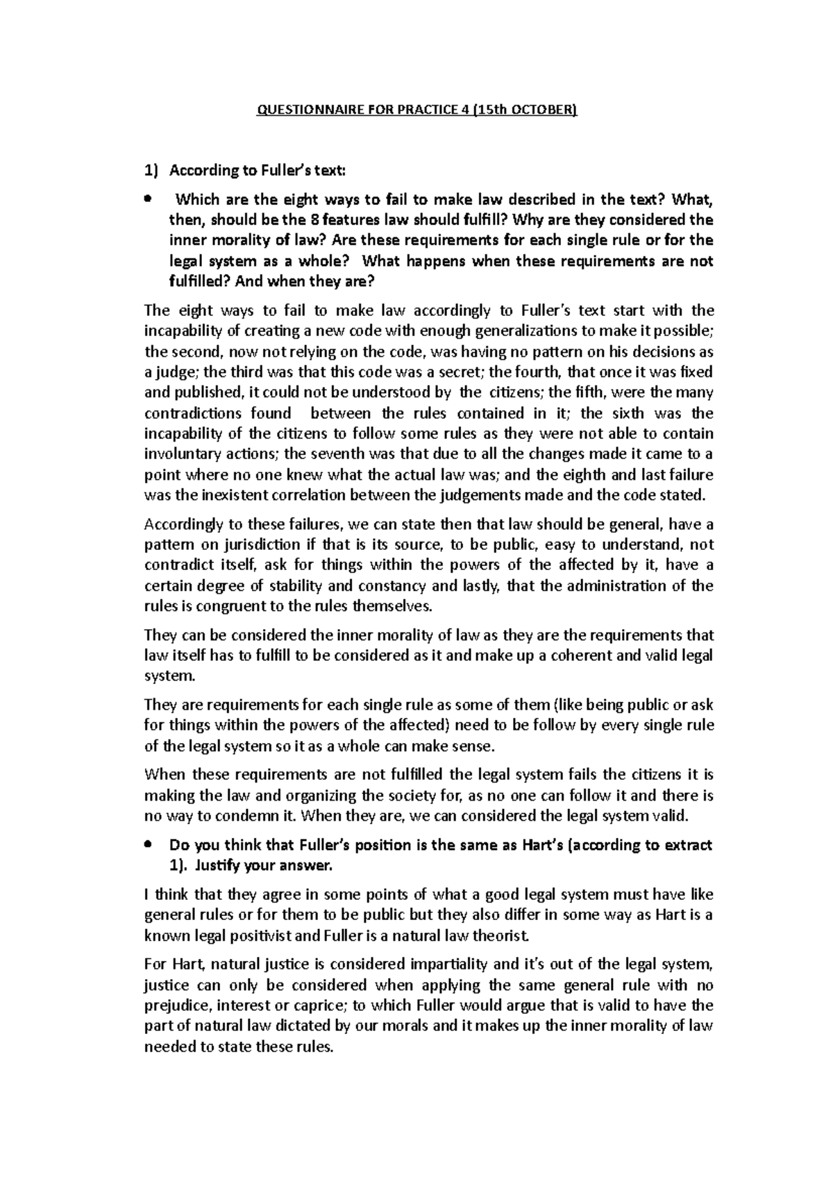 Practice 4 Theory Of Law QUESTIONNAIRE FOR PRACTICE 4 15th OCTOBER