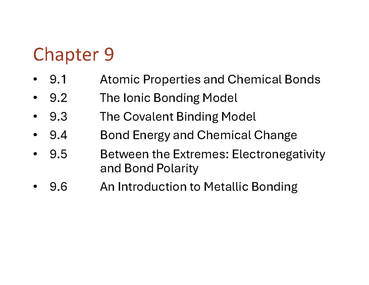 F24-Chapter-9 - Arthur L. Chapter 9 lecture notes - 9 Atomic Properties ...