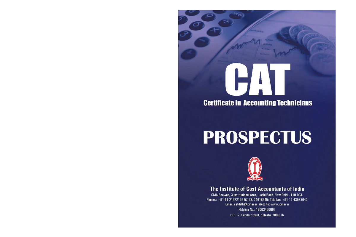 CATProspectus CAT The Institute of Cost Accountants of India CMA