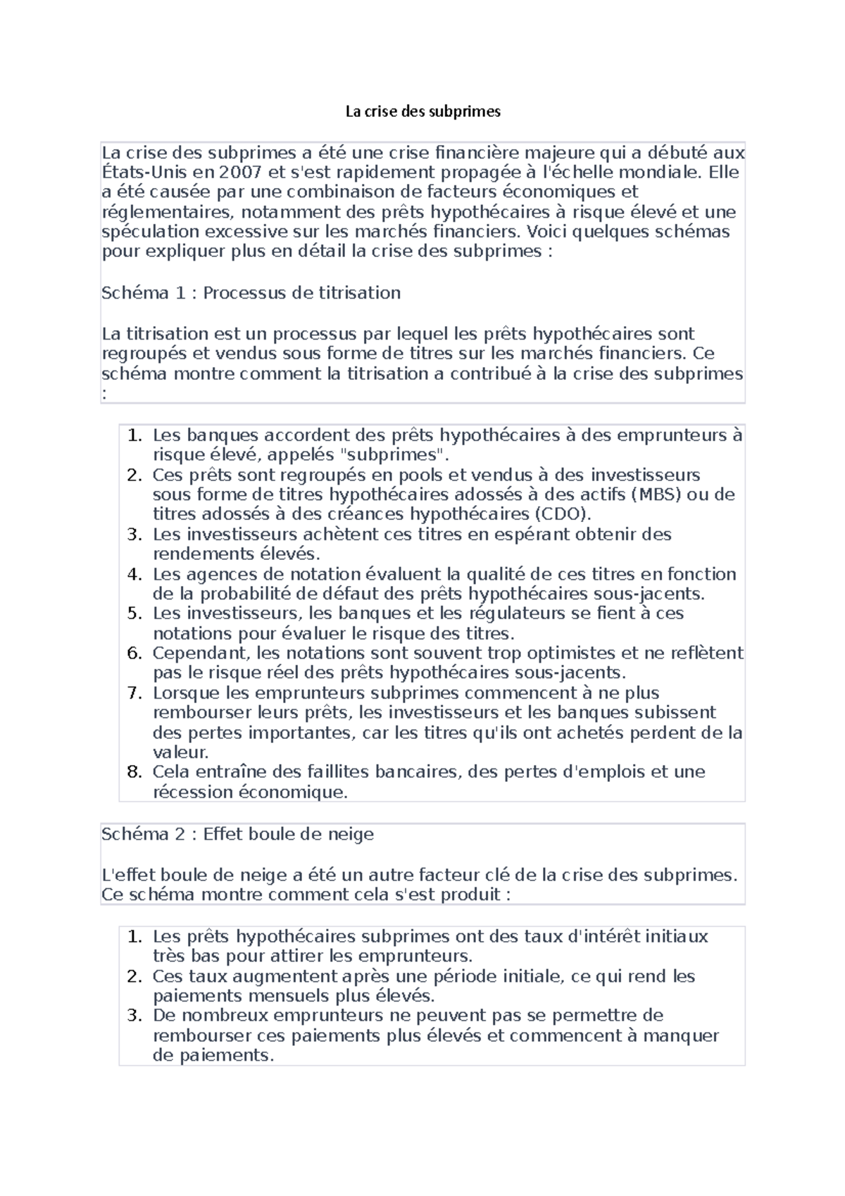La crise des subprimes - droit - La crise des subprimes La crise des ...
