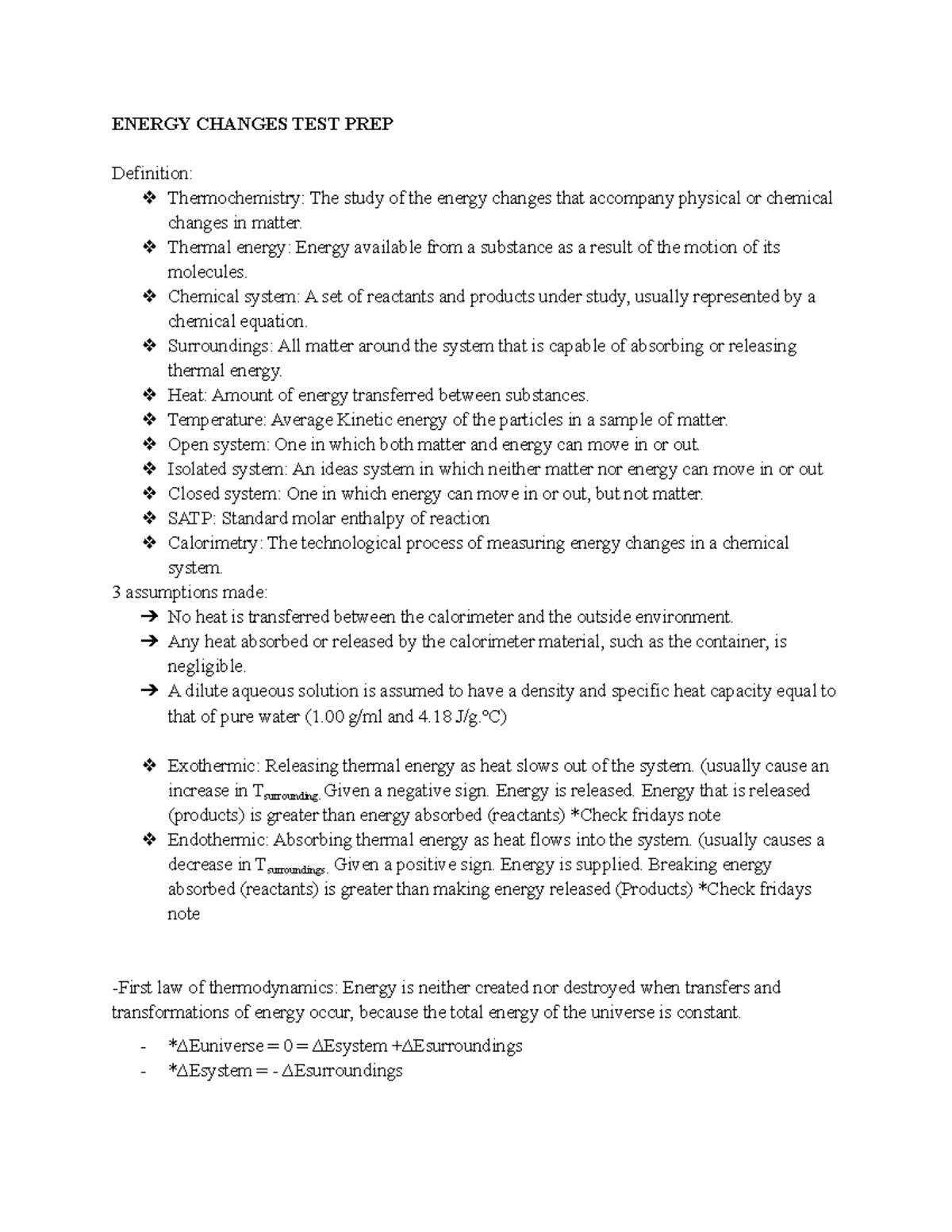 Strand D Energy changes and rates of reaction - ENERGY CHANGES TEST ...