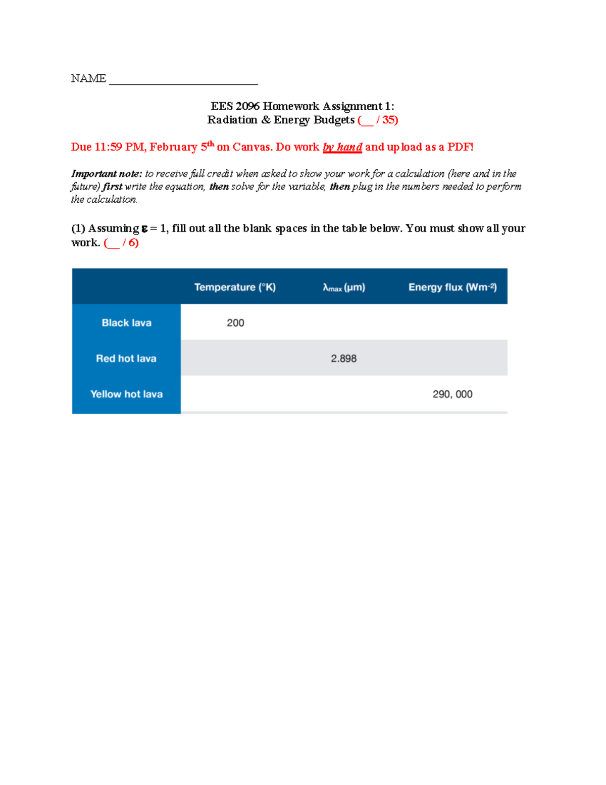 EES2096 Spring 24 Homework 1 - NAME _________________________ EES 2096 ...