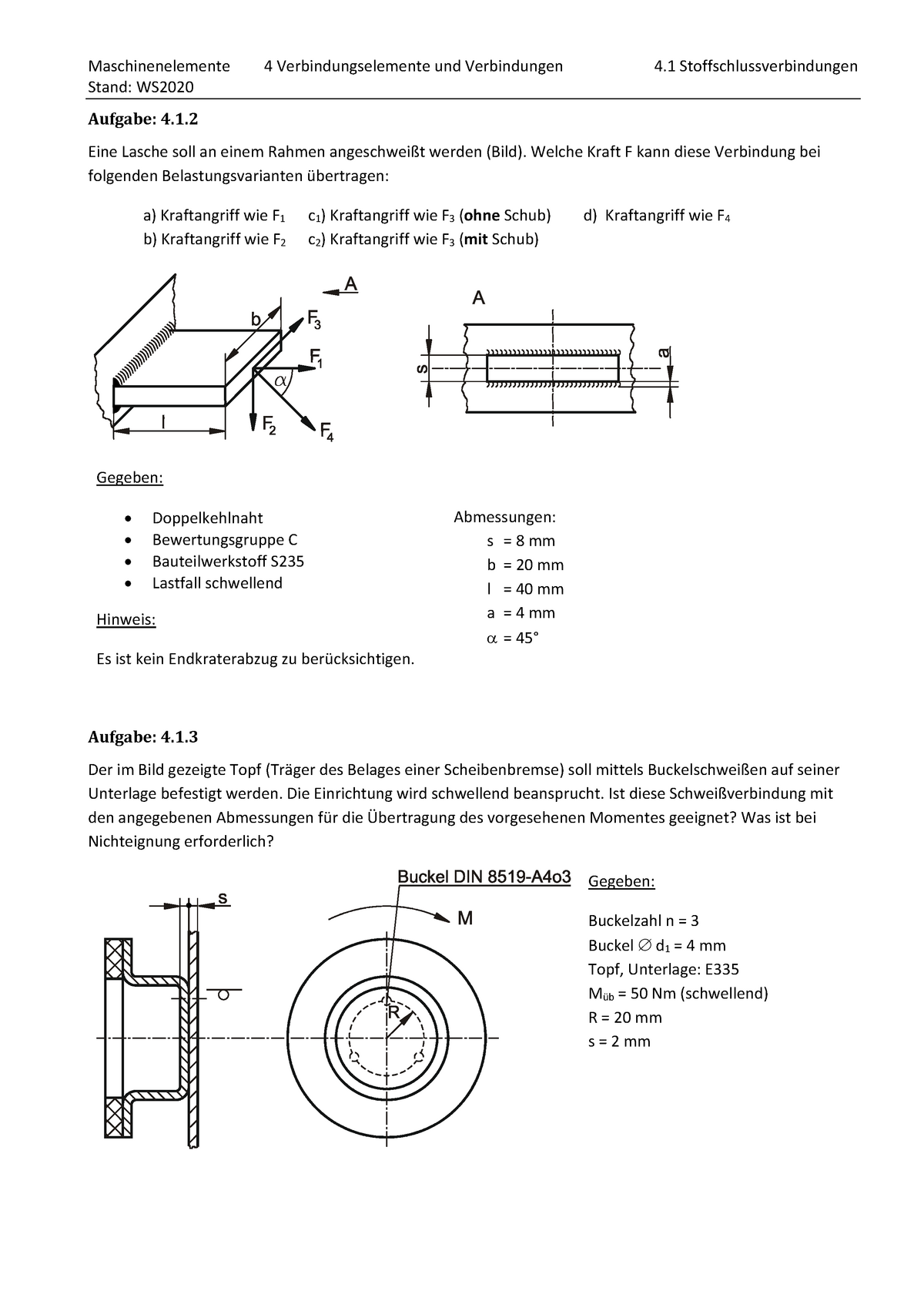 TUI ME2 Aufgabensammlung 2020WS - Maschinenelemente 4 ...