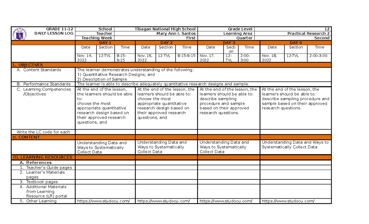 semi detailed lesson plan in practical research 2