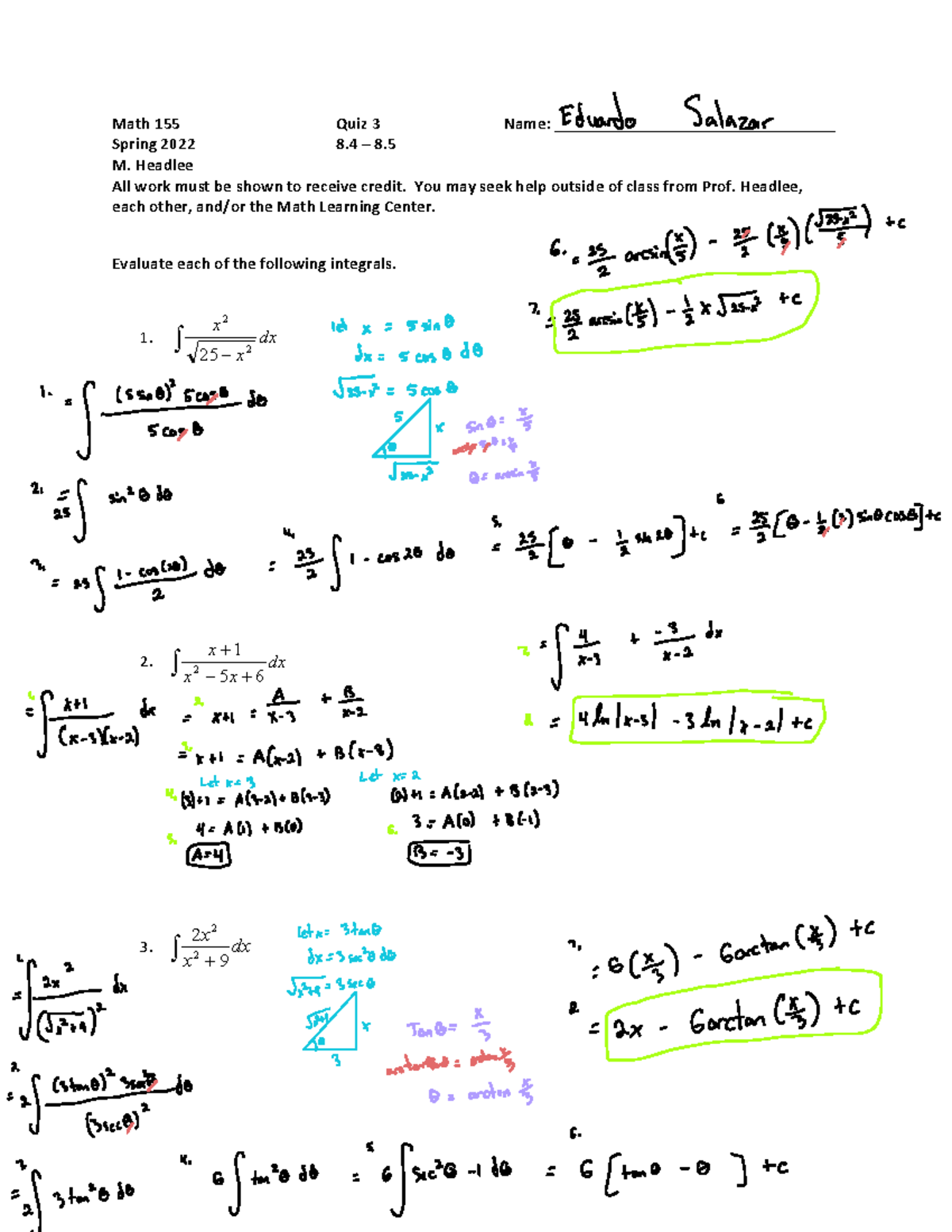 Quiz+3+Spring+2022 - Chem exam - DĂƚŚ ϭρρ YƵŝnj ϯ EĂŵĞ͗ ͅ ͅ ͅ ͅ ͅ ͅ ͅ ͅ ...