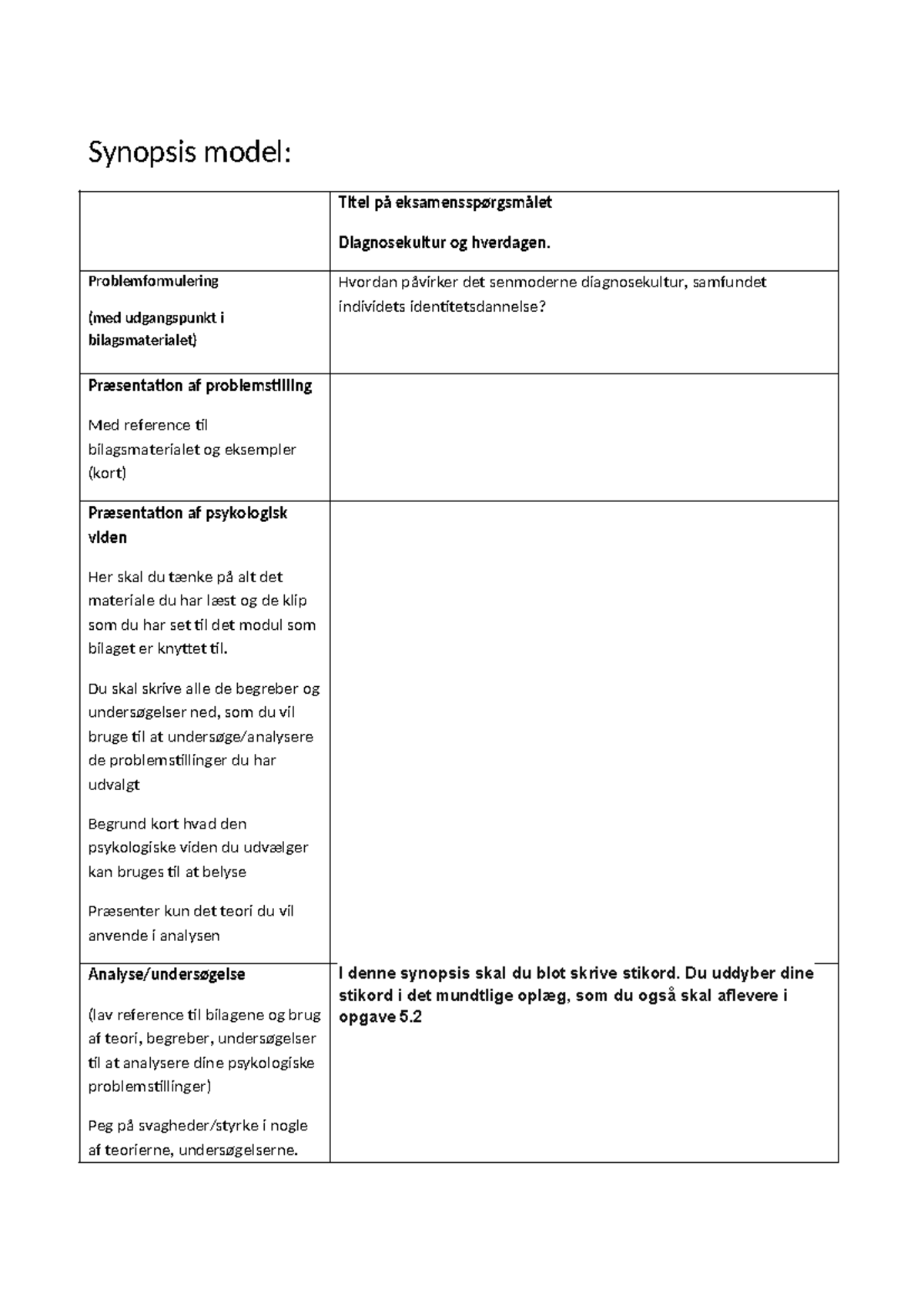 Opgave 5.2. Yasmine elkadiri - Synopsis model: Titel på ...