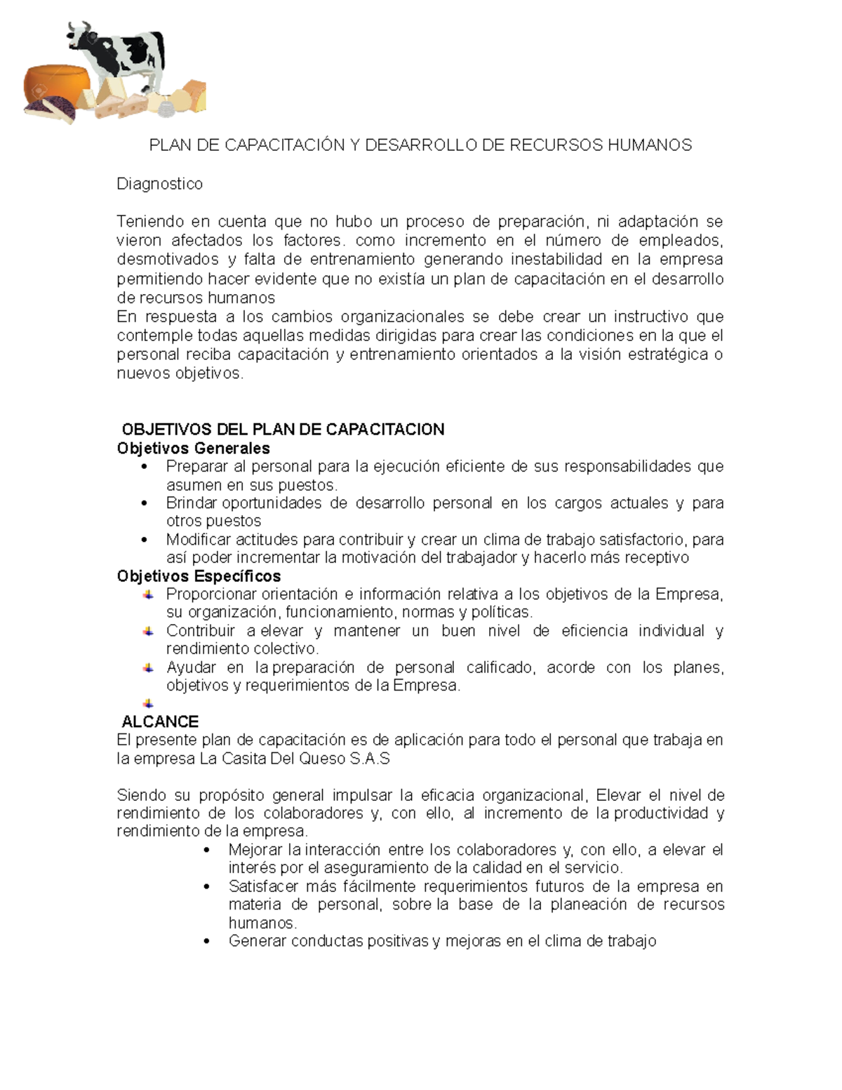 PLAN DE Capacitación Y Desarrollo DE Recursos Humanos - PLAN DE ...