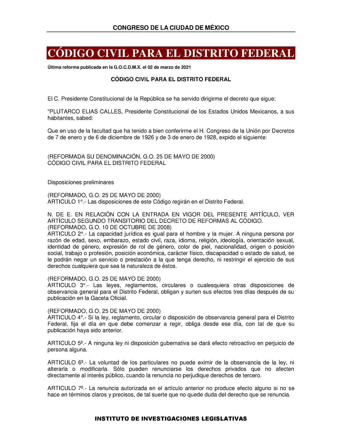 Codigo Civil Cdmx CÓdigo Civil Para El Distrito Federal Última Reforma Publicada En La Gocd 0428