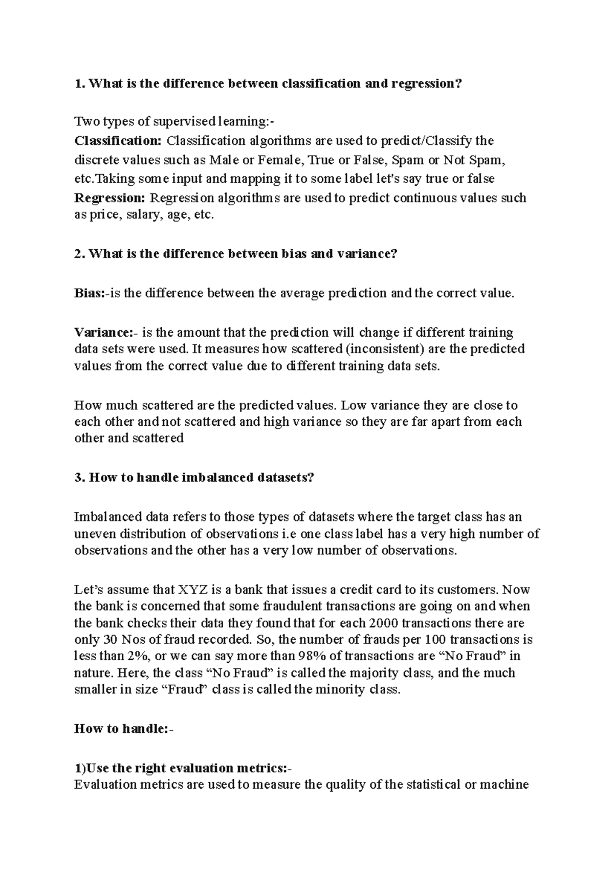 Data Science Q A Assignment details 1. What is the difference