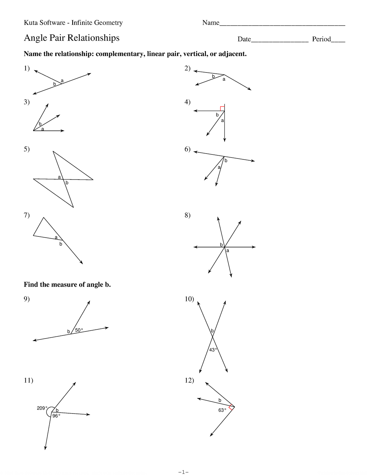 10-Angle Pair Relationships - Bsed Math - MAT - StuDocu Pertaining To Angle Pair Relationships Worksheet