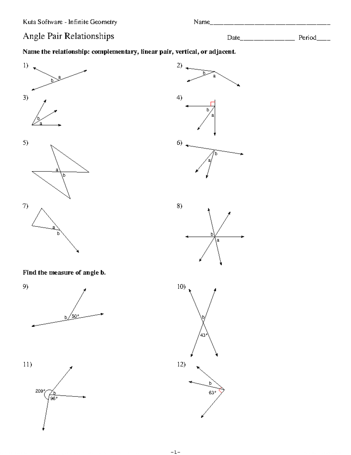 10-Angle Pair Relationships - Bsed Math - MAT - StuDocu Pertaining To Angle Pair Relationships Worksheet