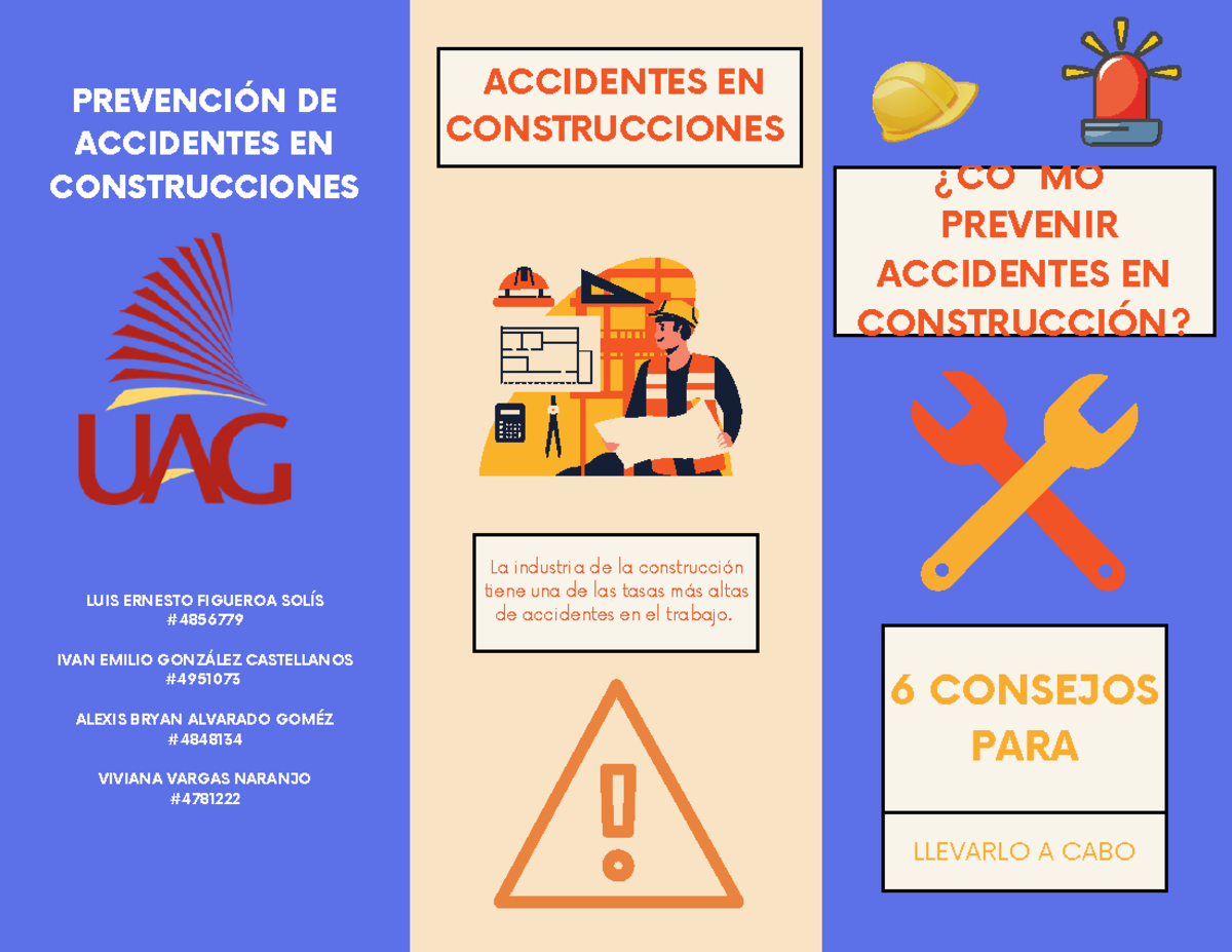 Tríptico 3 - salud publica - ¿CÓMO PREVENIR ACCIDENTES EN CONSTRUCCIÓN