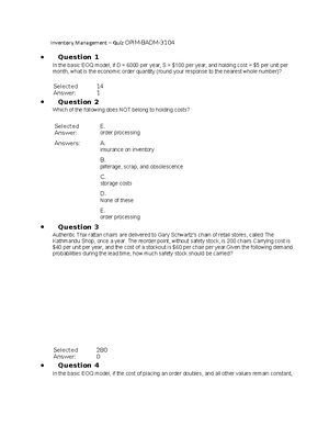 3104 Syllabus Fall 2023 - OPIM 3104 - OPERATIONS MANAGEMENT Fall 2023 ...