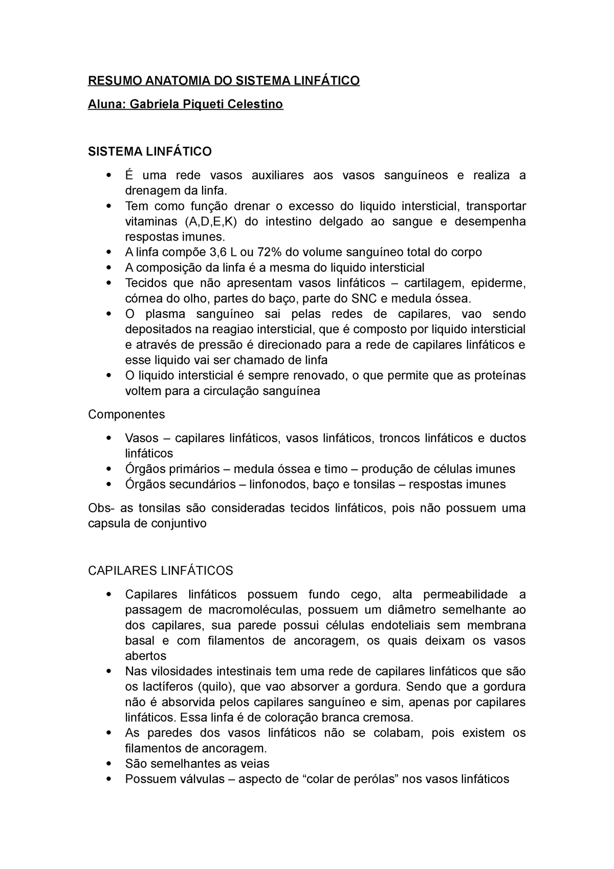 Anatomia Do Sistema Linfático - RESUMO ANATOMIA DO SISTEMA LINFÁTICO ...