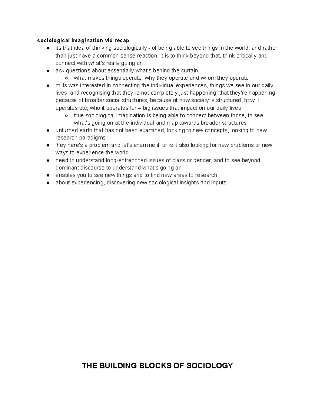 Week 2 Lecture Pod - sociological imagination vid recap its that idea ...