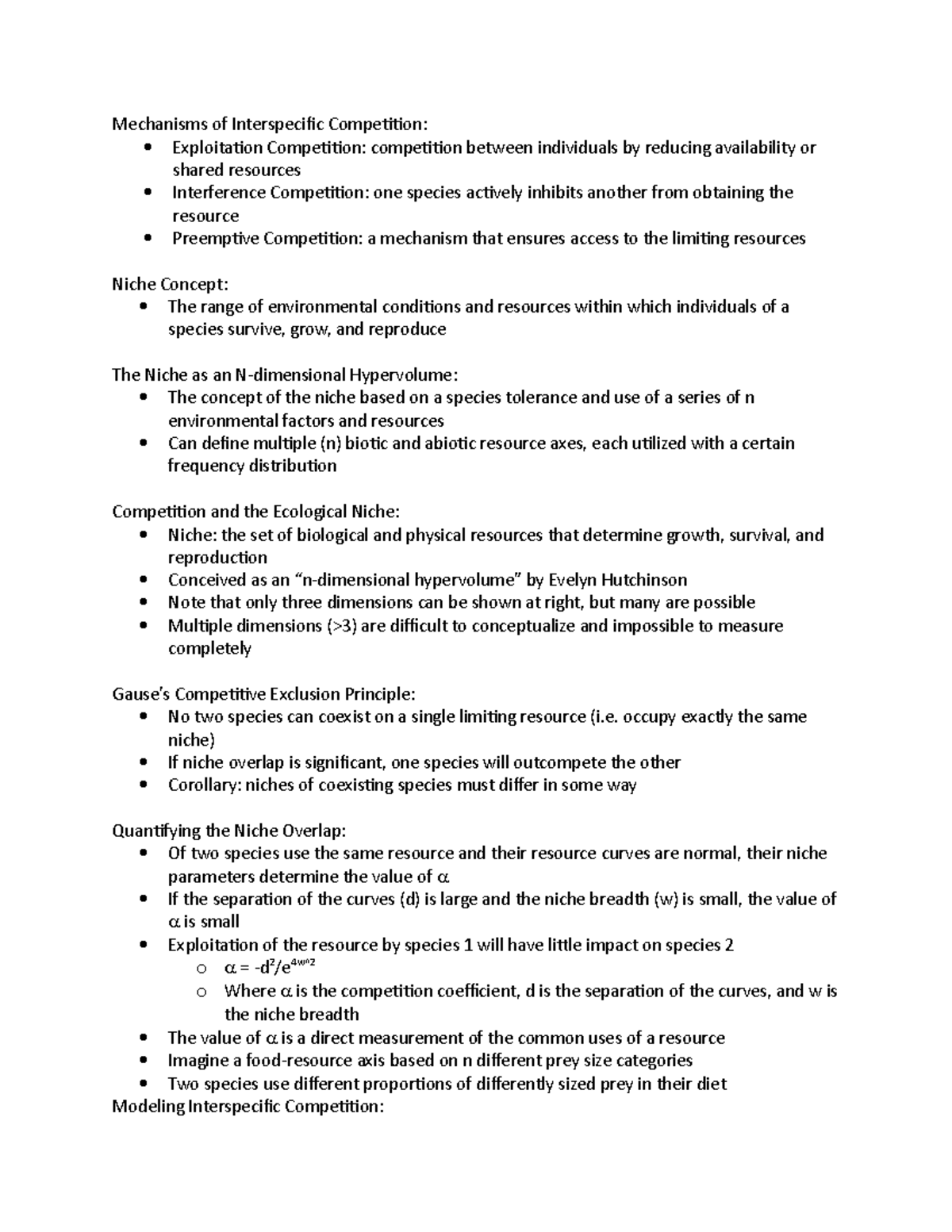 Chapter 11 - Lecture 2 - Mechanisms of Interspecific Competition ...