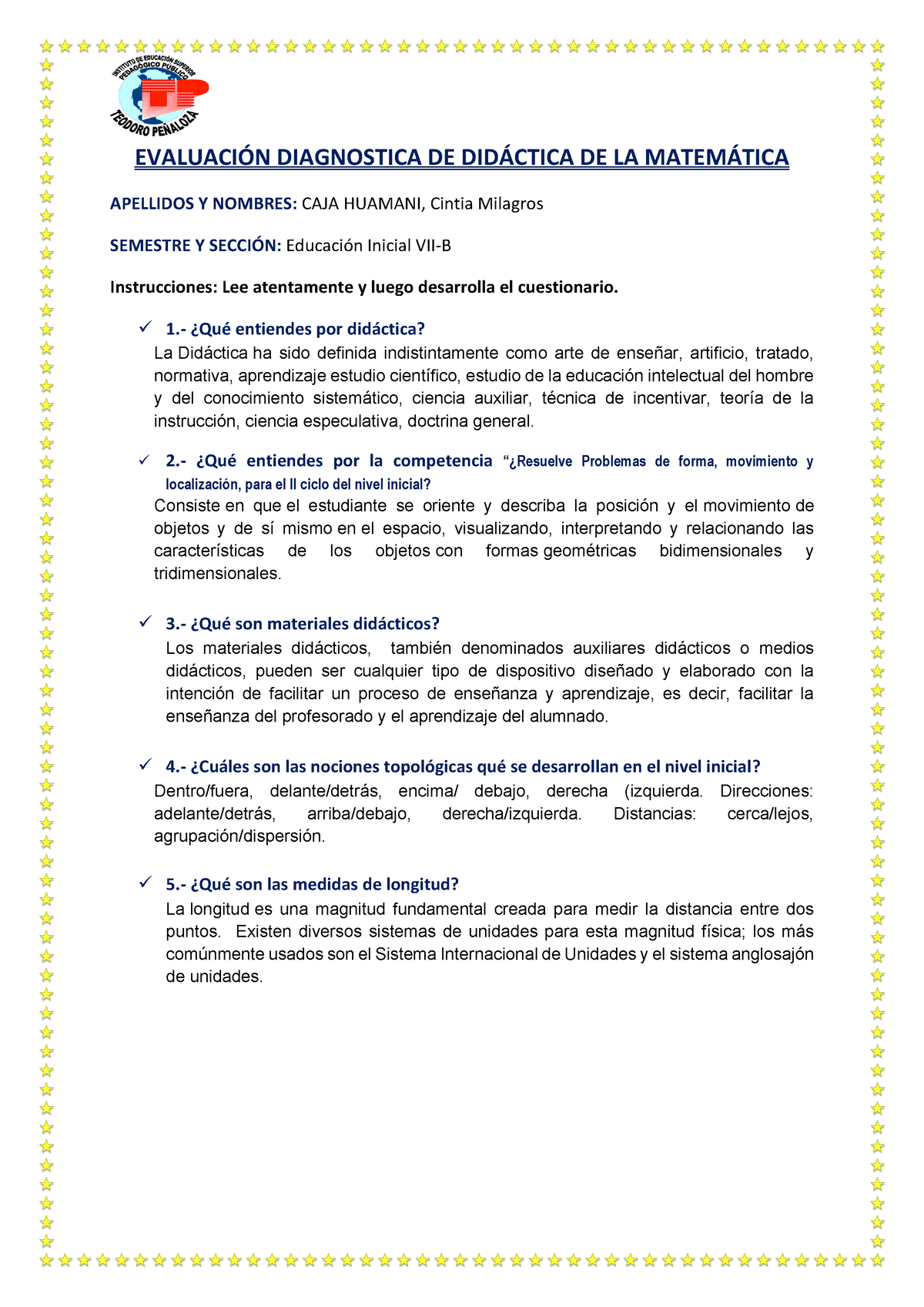 Evaluacion Diagnostica Didáctica Aplicada Al Area De Matemática I ...