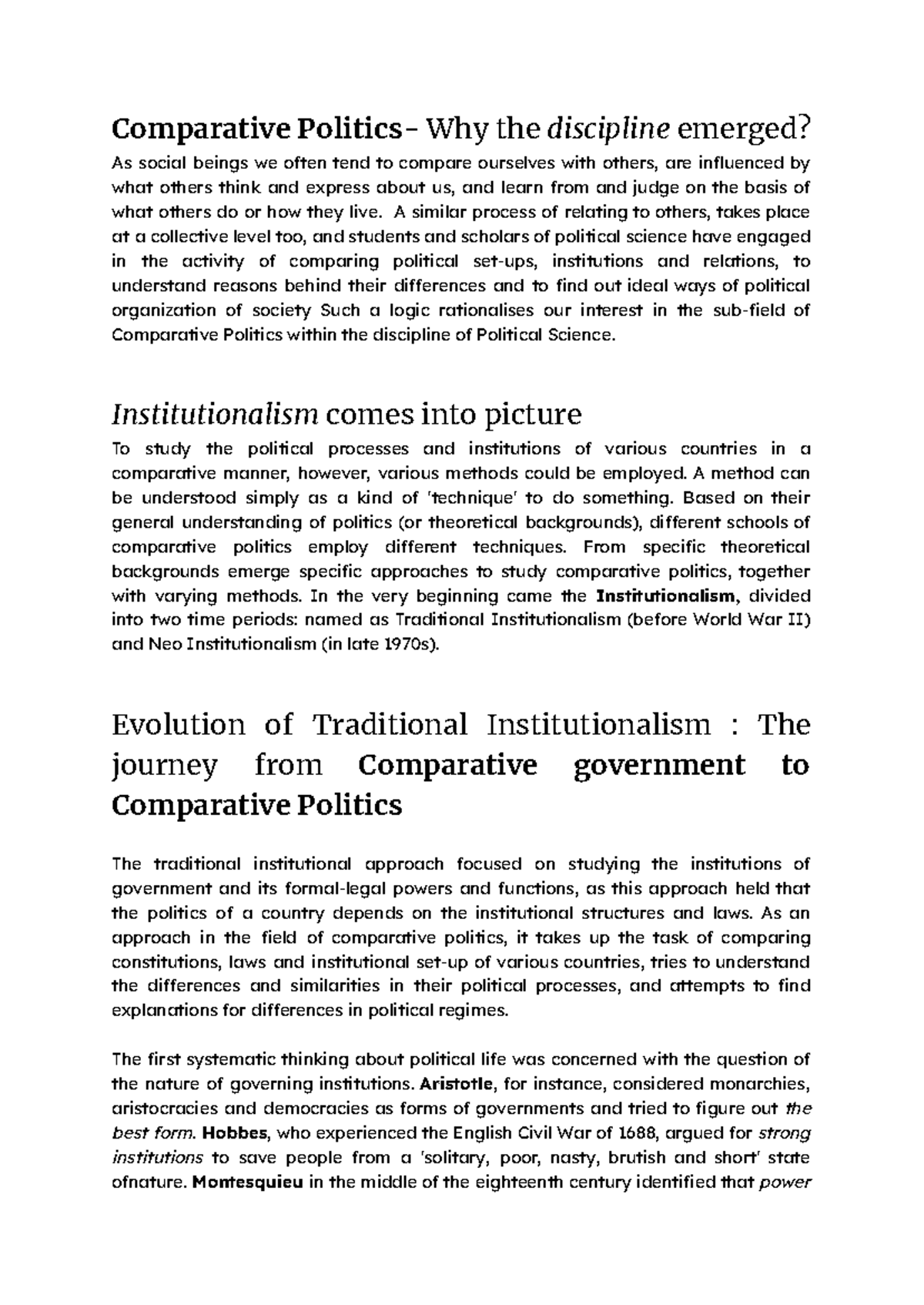 Bharati 064 Institutionalism. Macpa - Comparative Politics- Why the ...