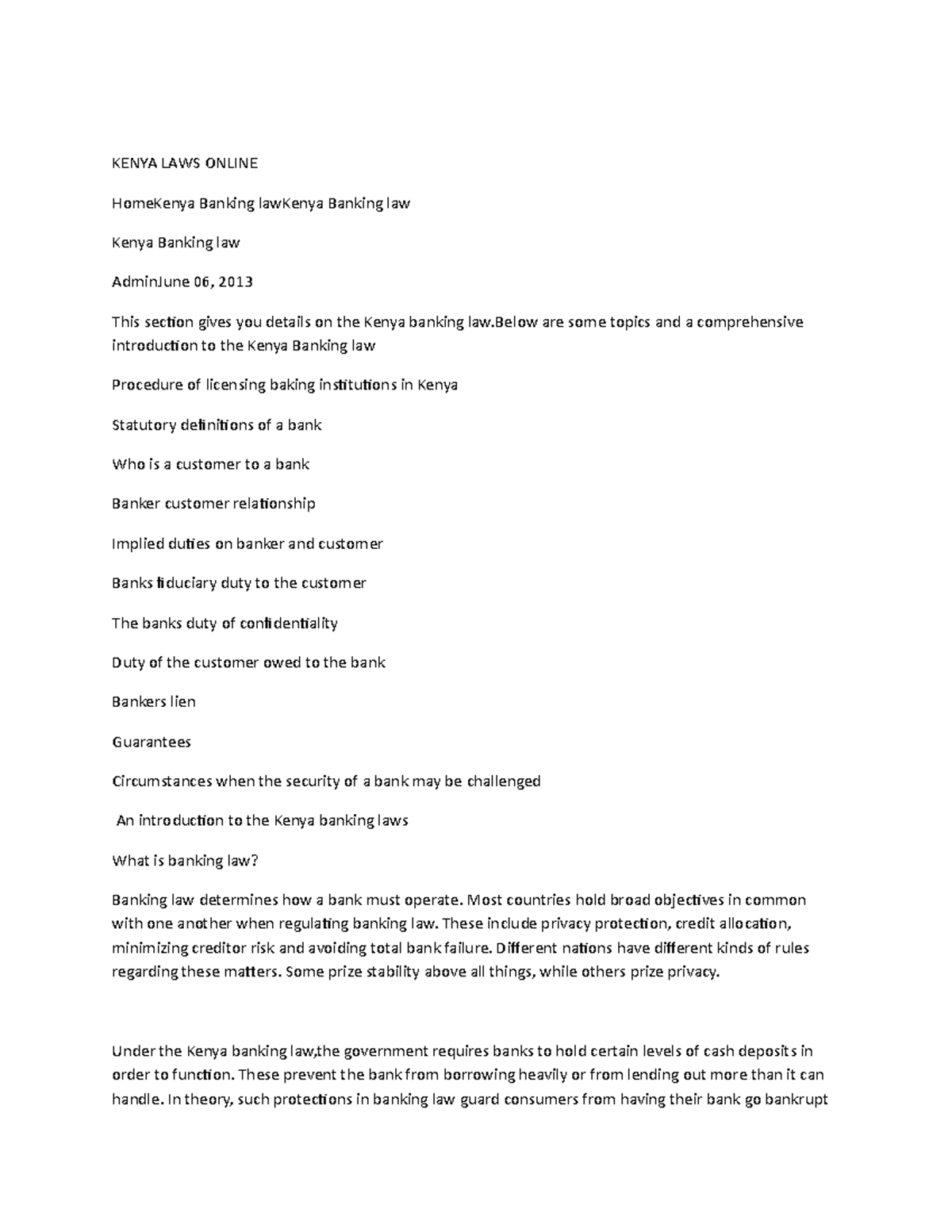 Kenya LAWS ONLIWPS Office KENYA LAWS ONLINE HomeKenya Banking