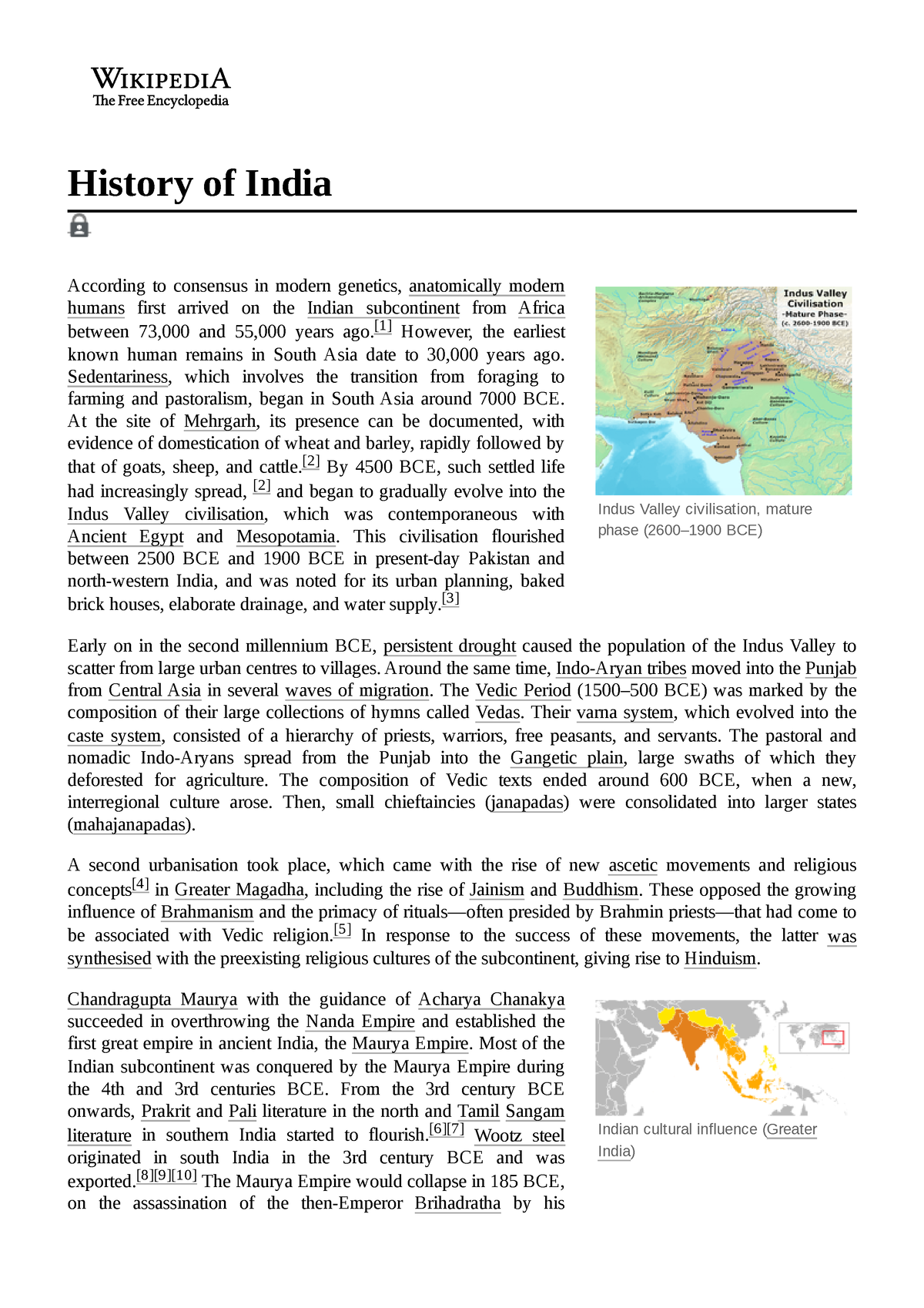 History of India - Indus Valley civilisation, mature phase (2600–1900 ...