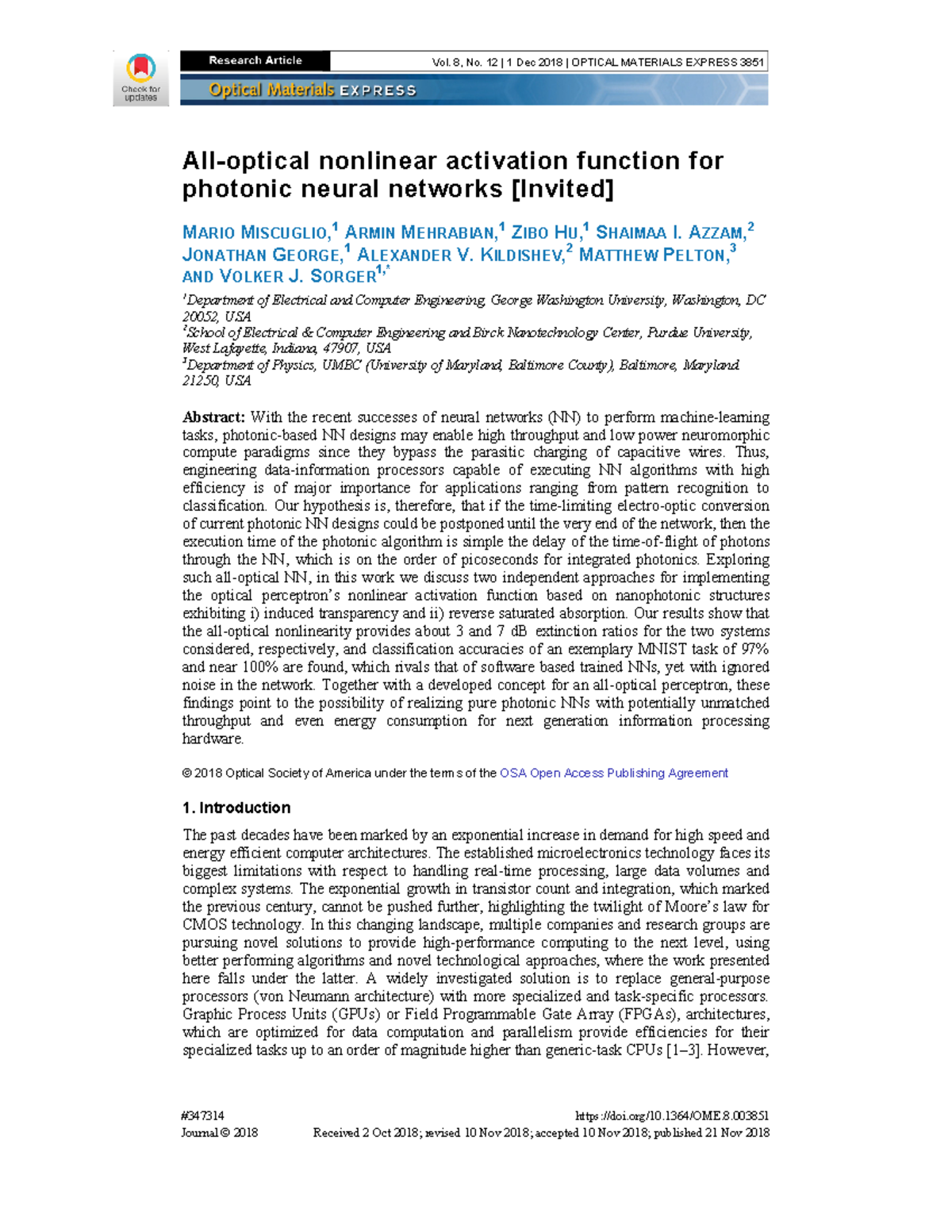 Ome 8 12 3851 - 5G technology - All-optical nonlinear activation ...