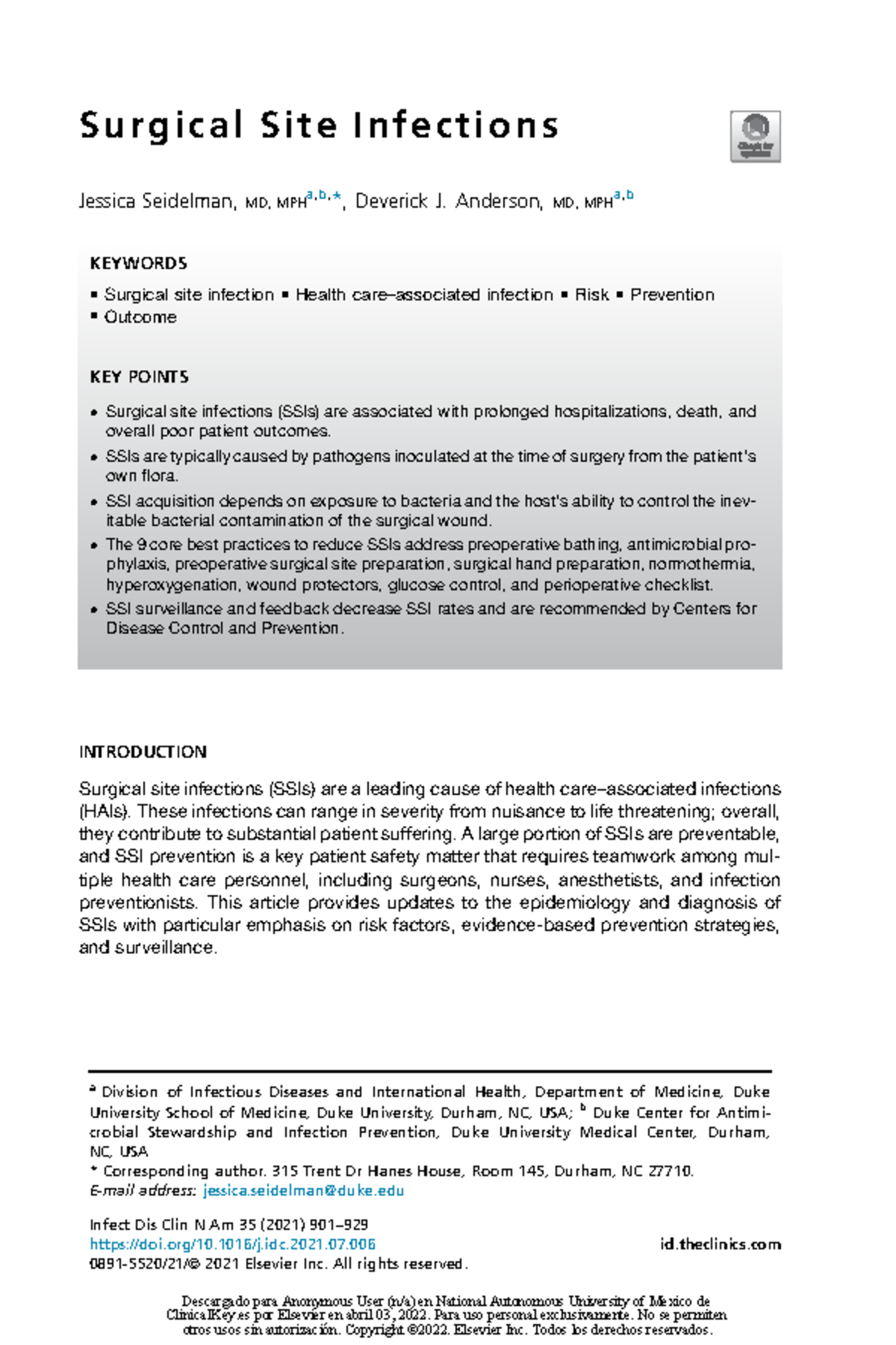 case study of surgical site infection