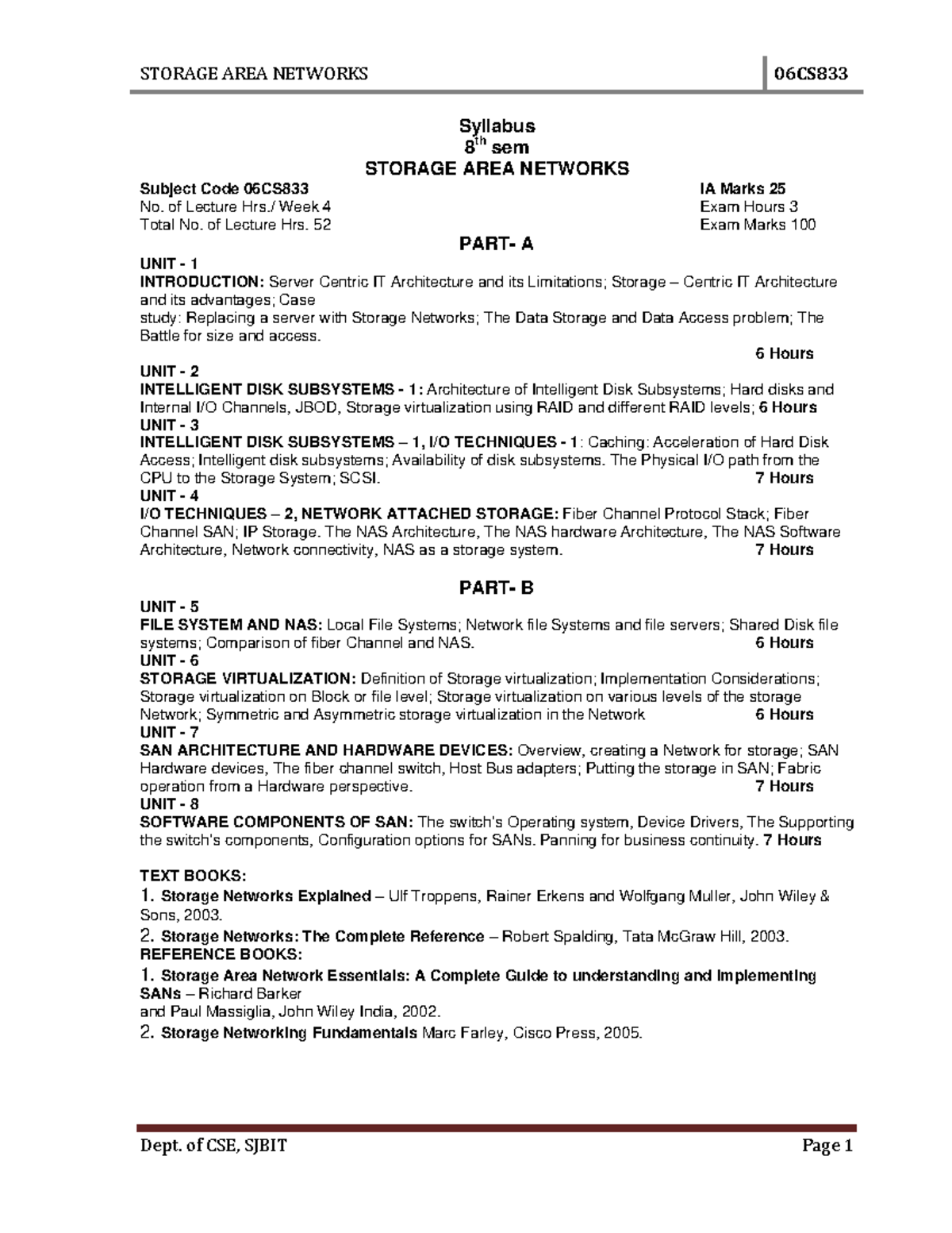 20221014storage area network Syllabus 8 th sem STORAGE AREA NETWORKS