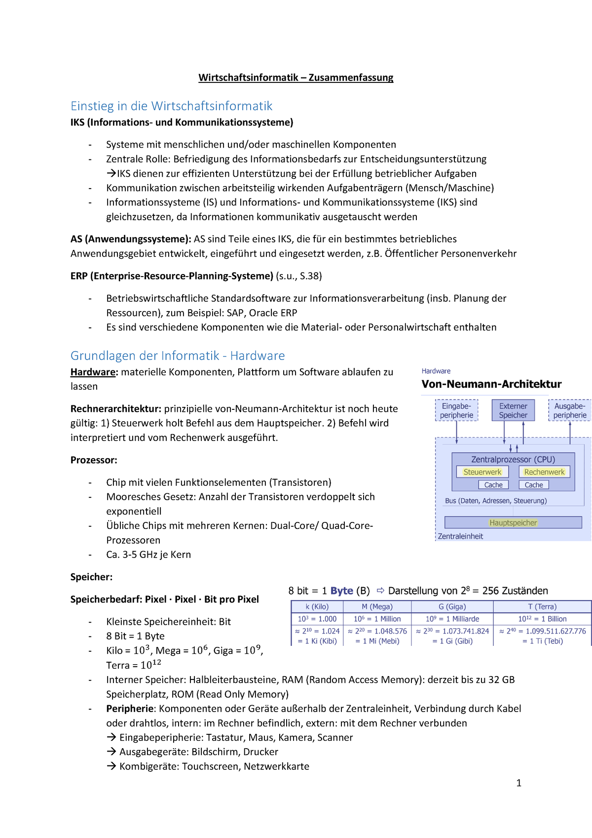 Wirtschaftsinformatik Zusammenfassung - Wirtschaftsinformatik ...