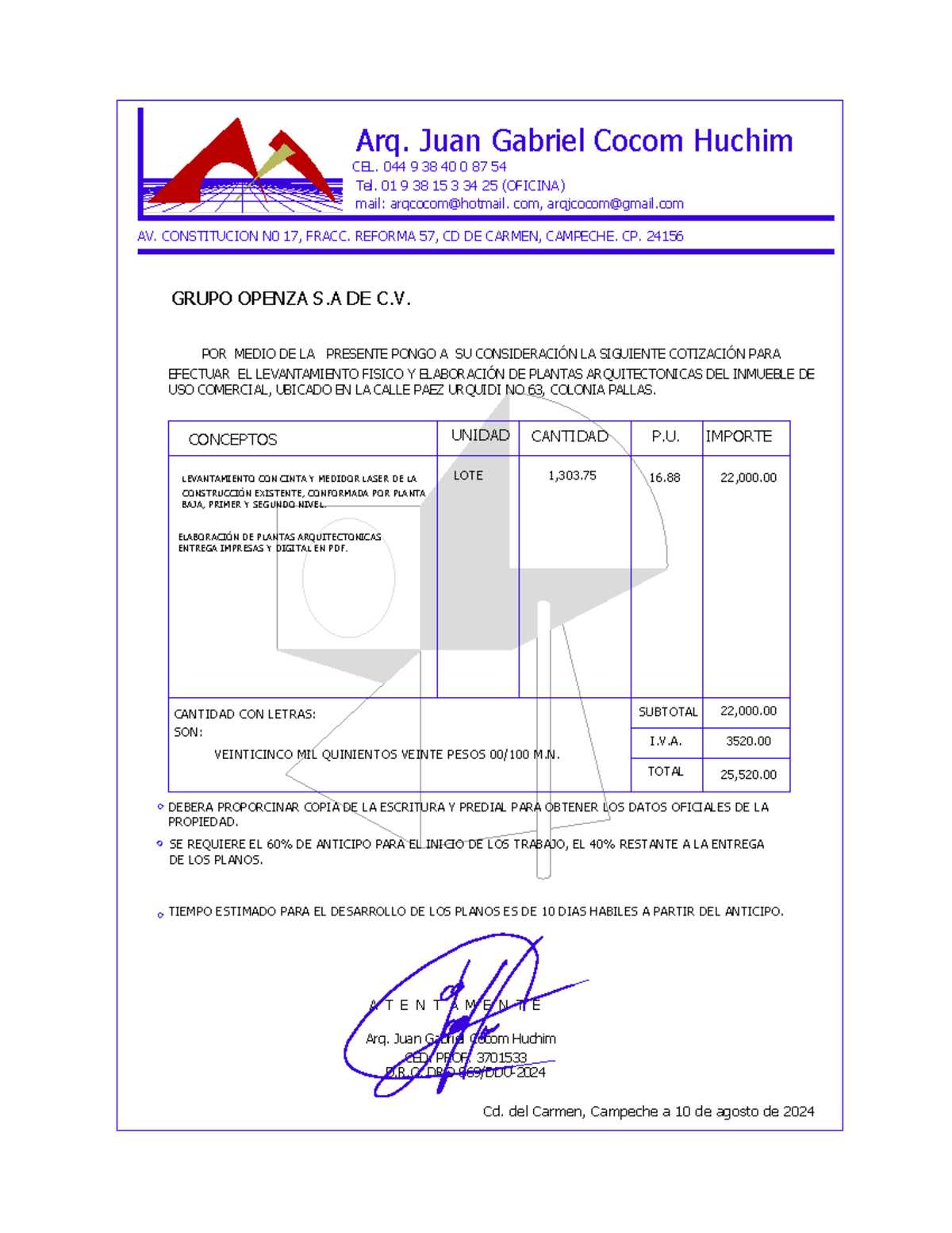 COT-017 Openza Levantamiento AV.PAEZ Urquidipdf - mail: arqcocom ...