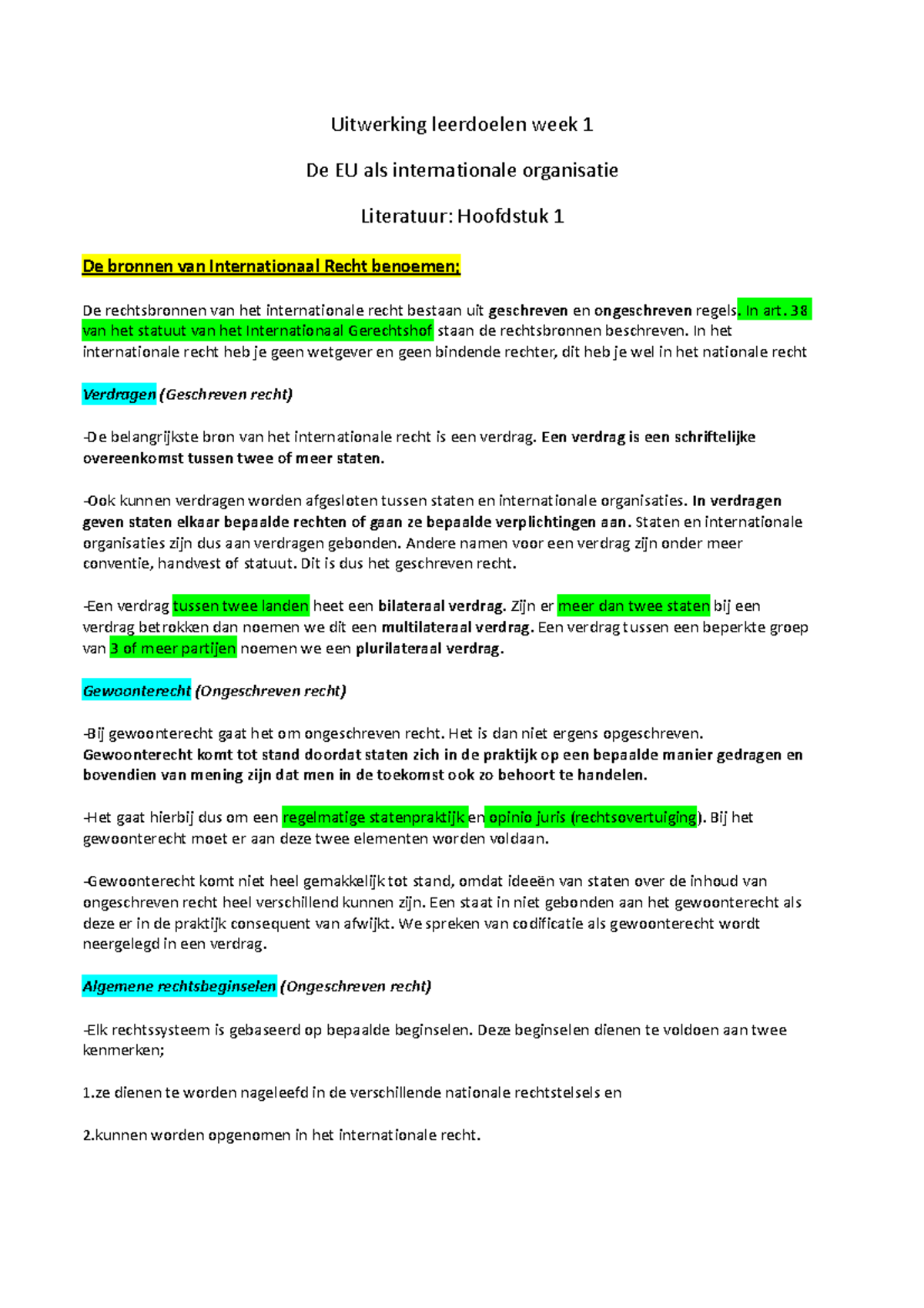 Uitwerking Leerdoelen Week 1 - Kopie - Uitwerking Leerdoelen Week 1 De ...