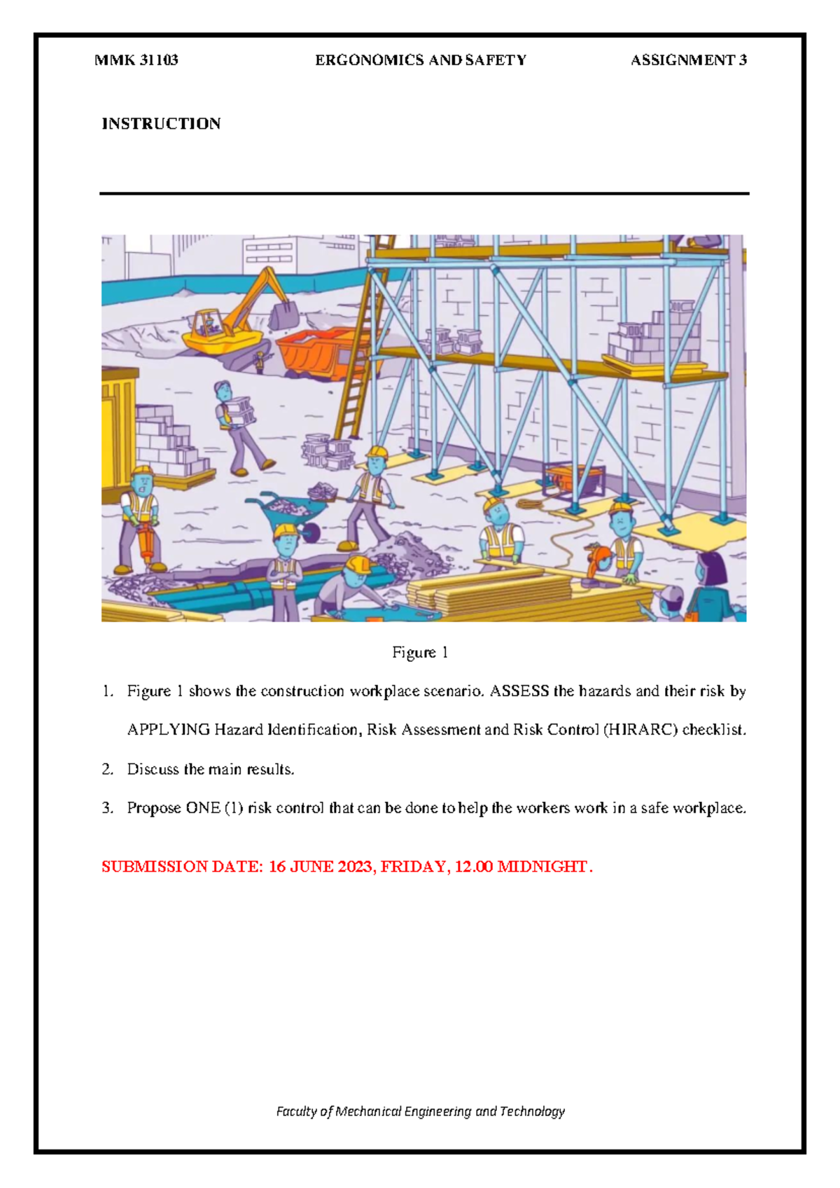 MMK 31103 Ergonomics AND Safety Assignment 3 - MMK 31103 ERGONOMICS AND ...