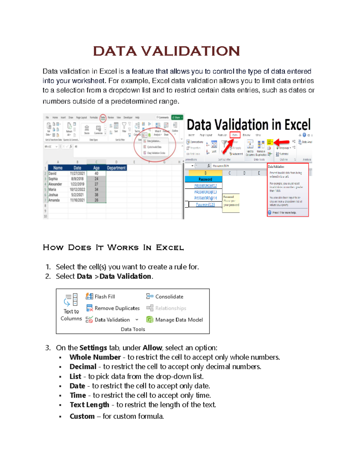 DATA Validation - Data Va;idation - DATA VALIDATION Data validation in ...