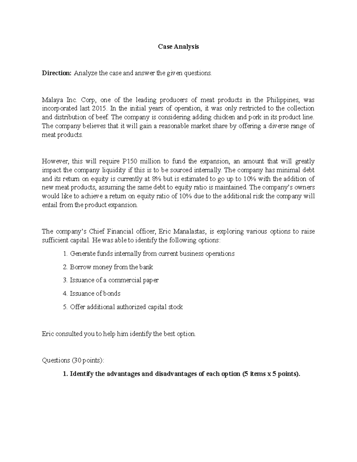 01 Activity 1 - Case Analysis Direction: Analyze the case and answer ...