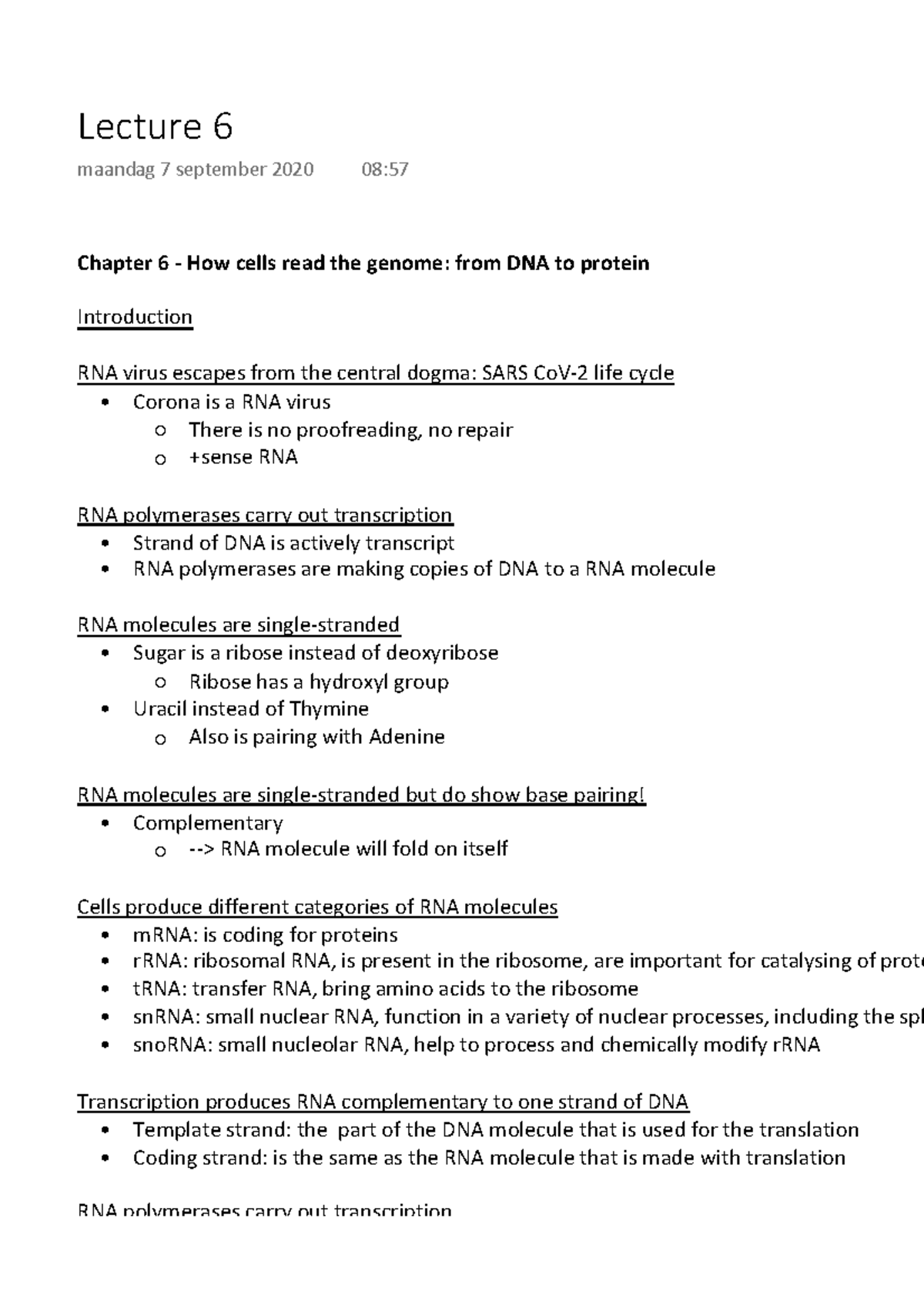 Lecture 6 Celbiologie 1 - Chapter 6 -How cells read the genome: from ...