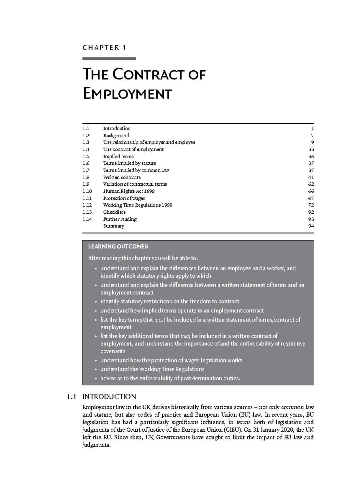 Chapter 1 - The Contract of Employment 1 C H A P T E R 1 The Contract ...