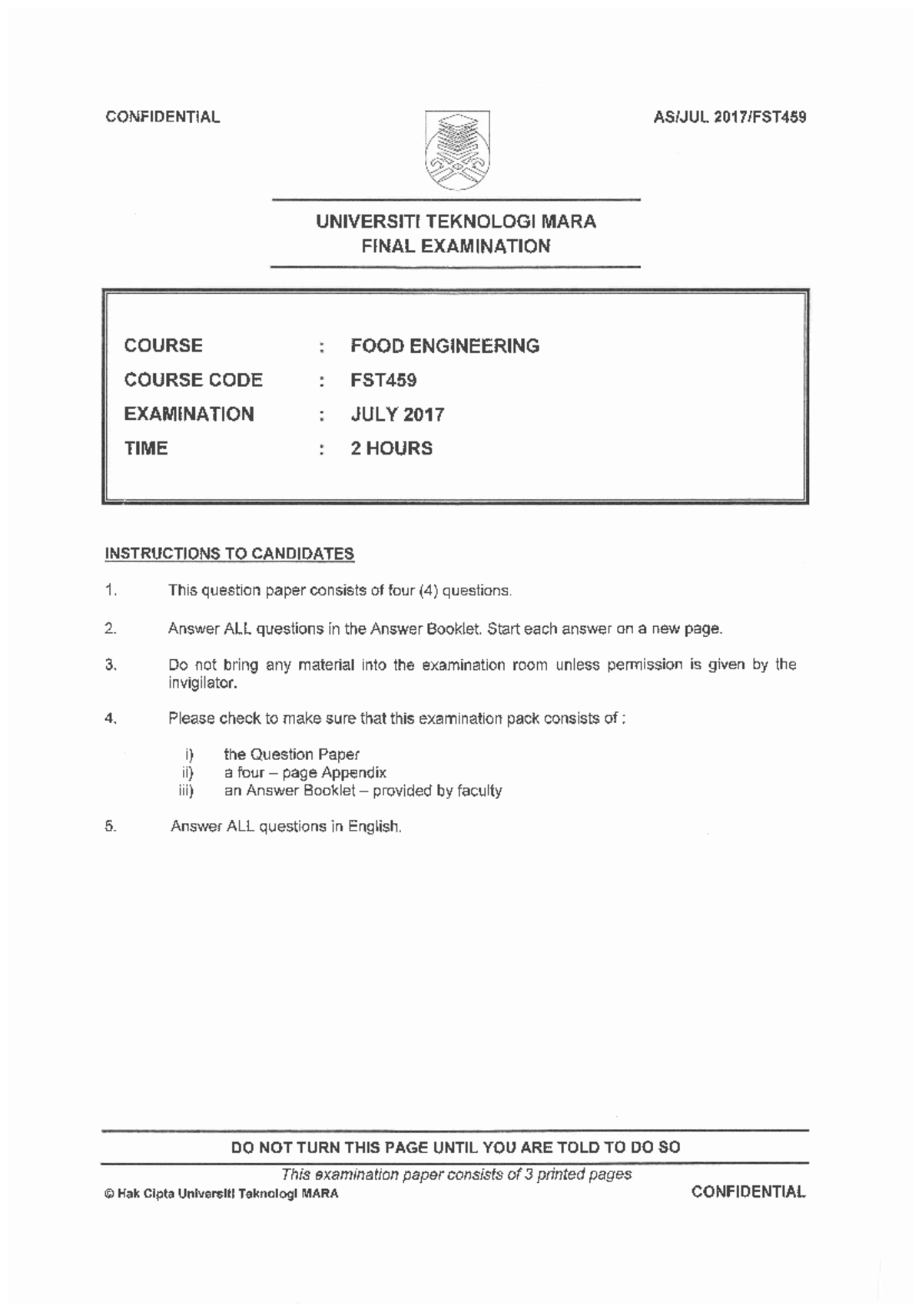 July 2017 yes Food Processing Technology I Studocu