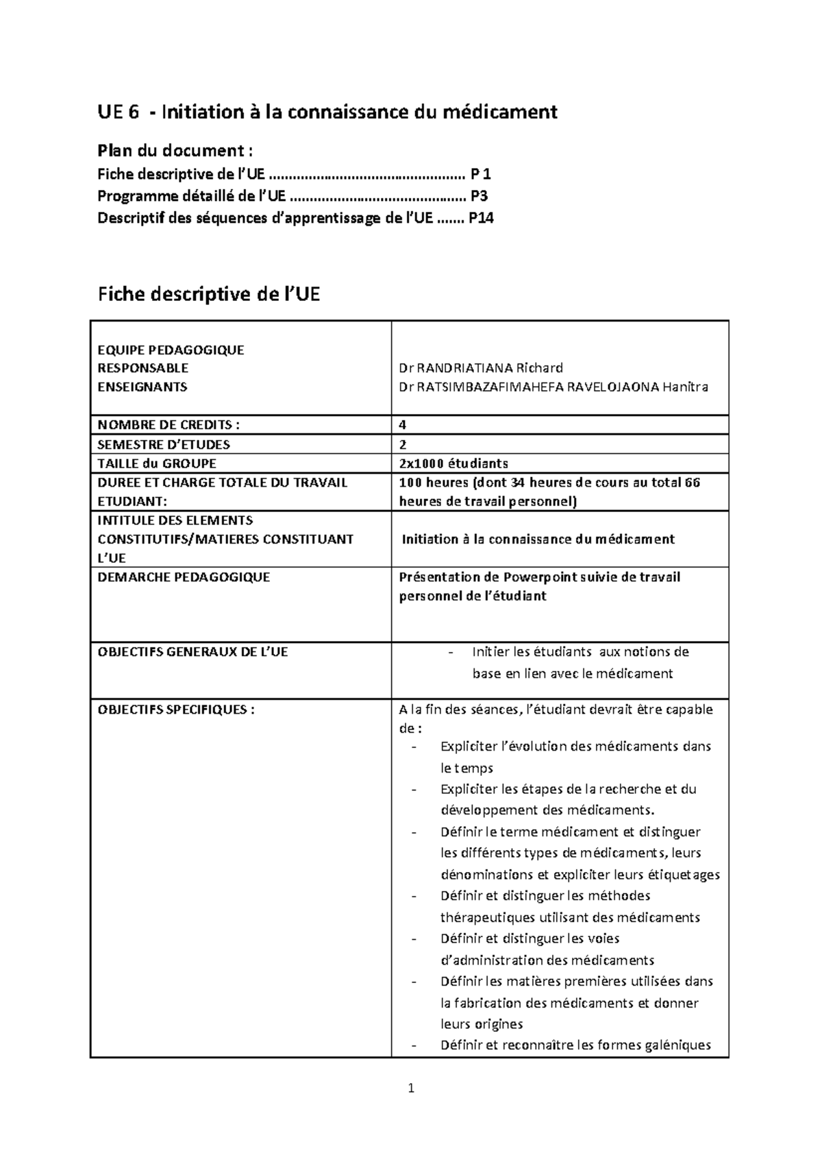 UE6-S2-Initiation-connaissance-medicament - UE 6 - Initiation à La ...