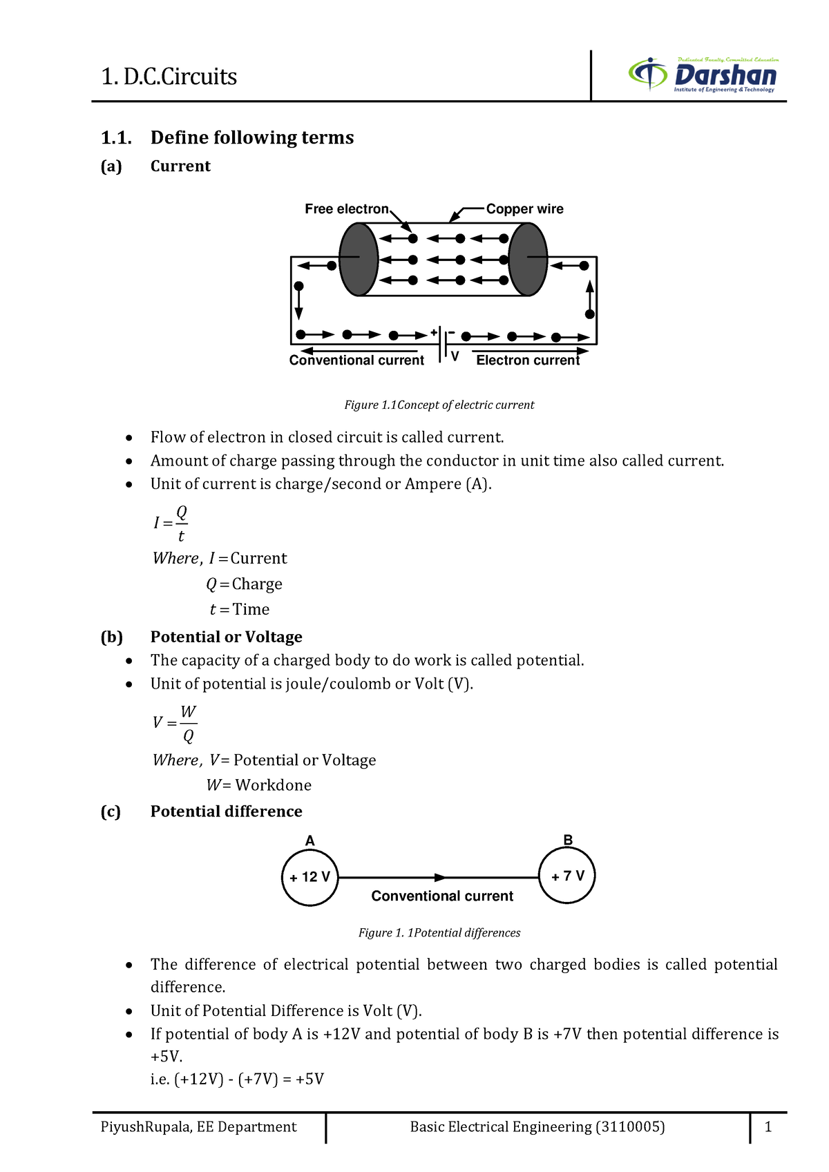 BEE Unit-1 - These Is A Reference Book. - 1. Define Following Terms (a ...