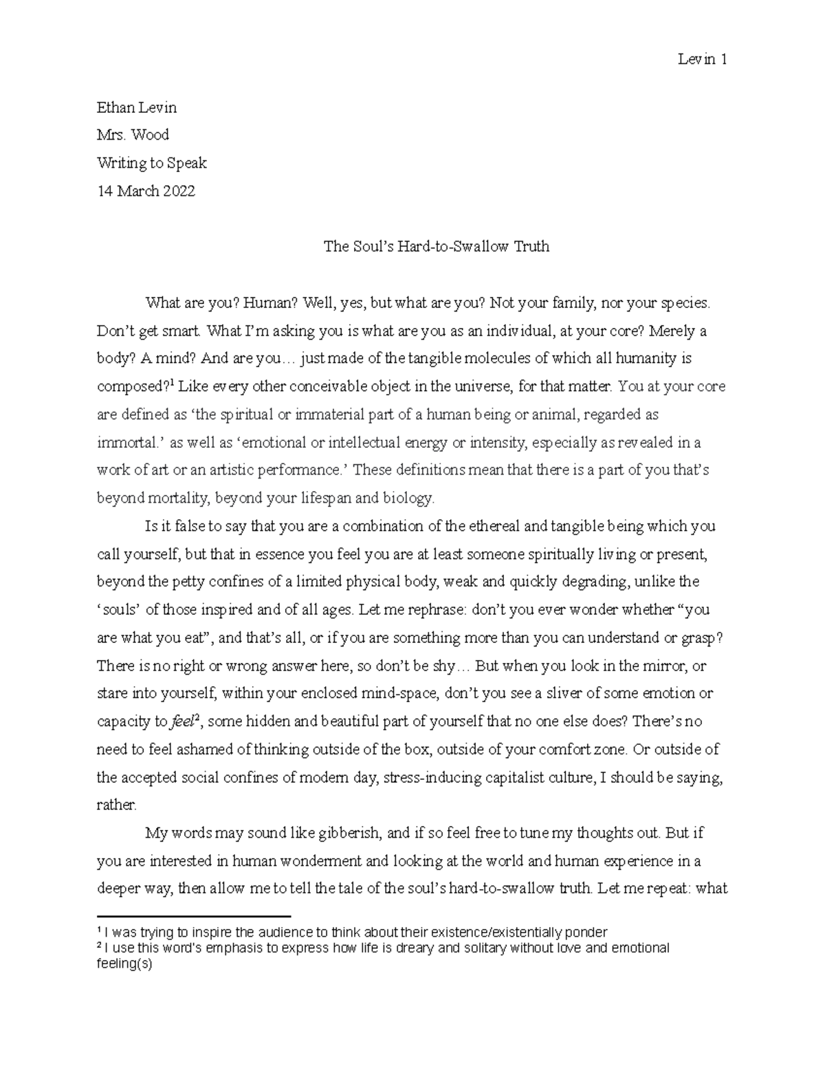 Ethan Levin Expanded Definition Speech Levin 1 Ethan Levin Mrs