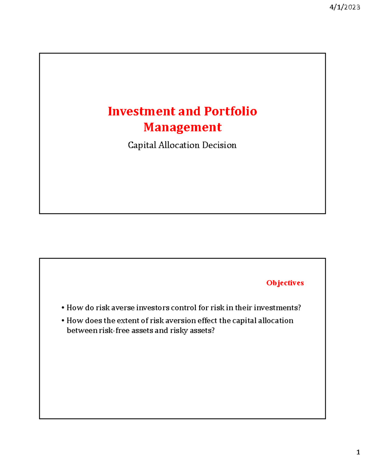 G11. I2. Capital Allocation Decision - Investment and Portfolio ...