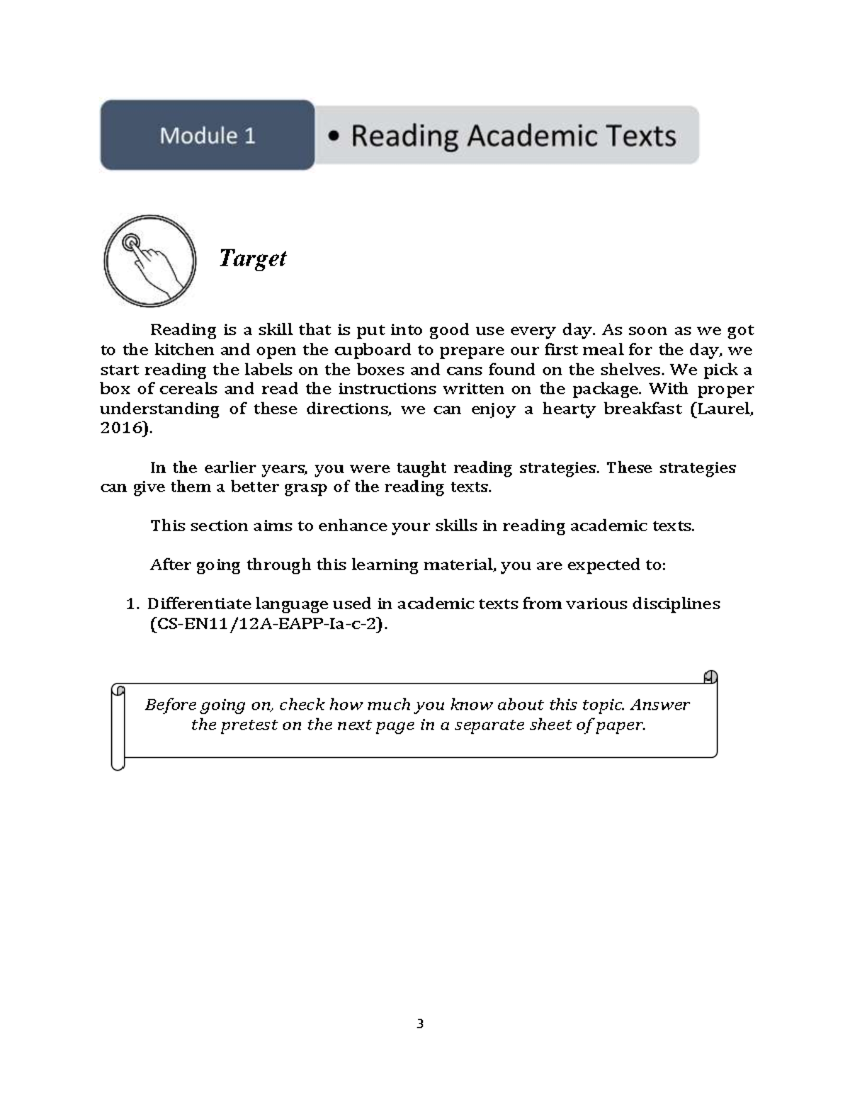 English SHS EAPP Module 1 - Before going on, check how much you know ...