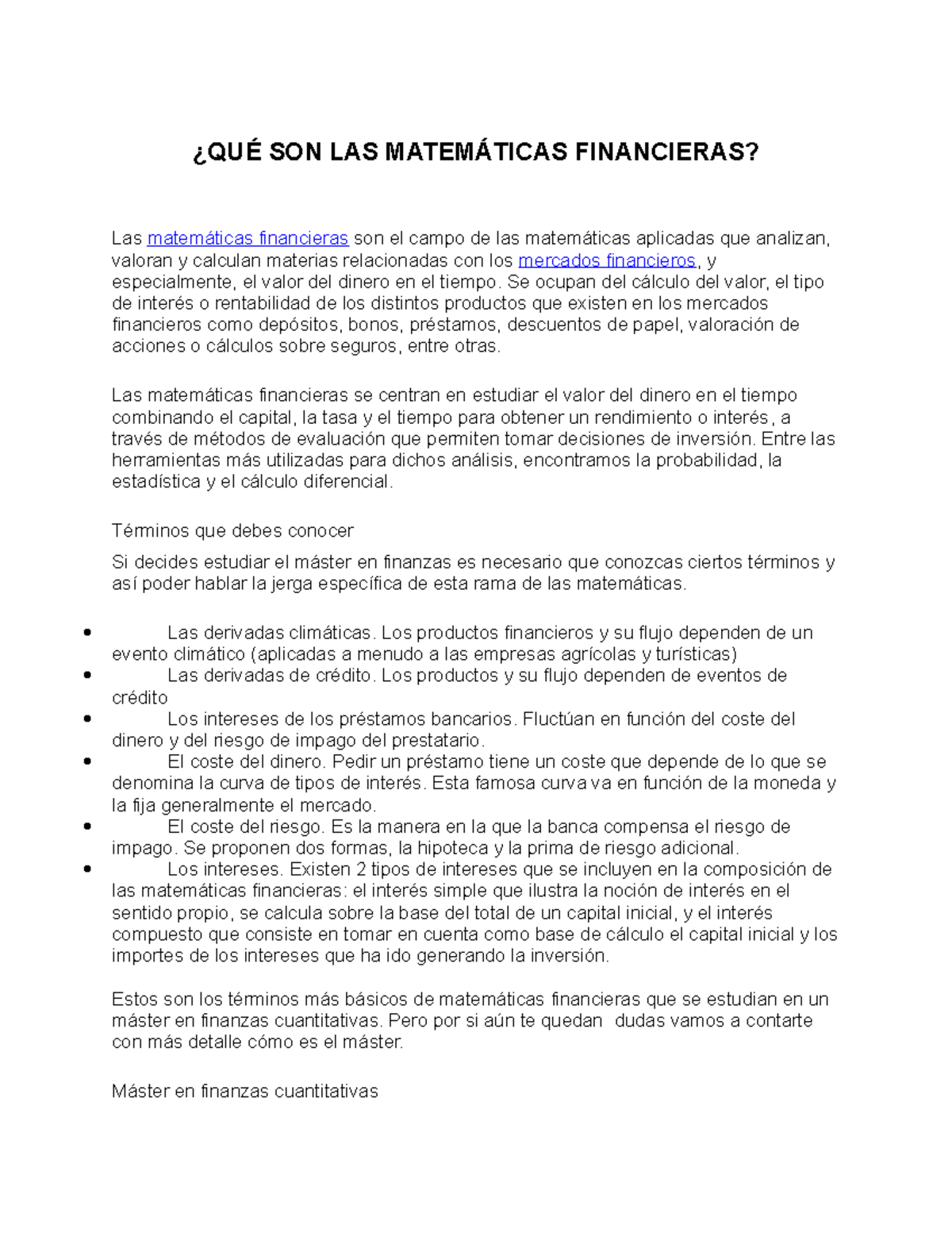 QUÉ SON LAS Matemáticas Financieras - ¿QUÉ SON LAS MATEMÁTICAS ...