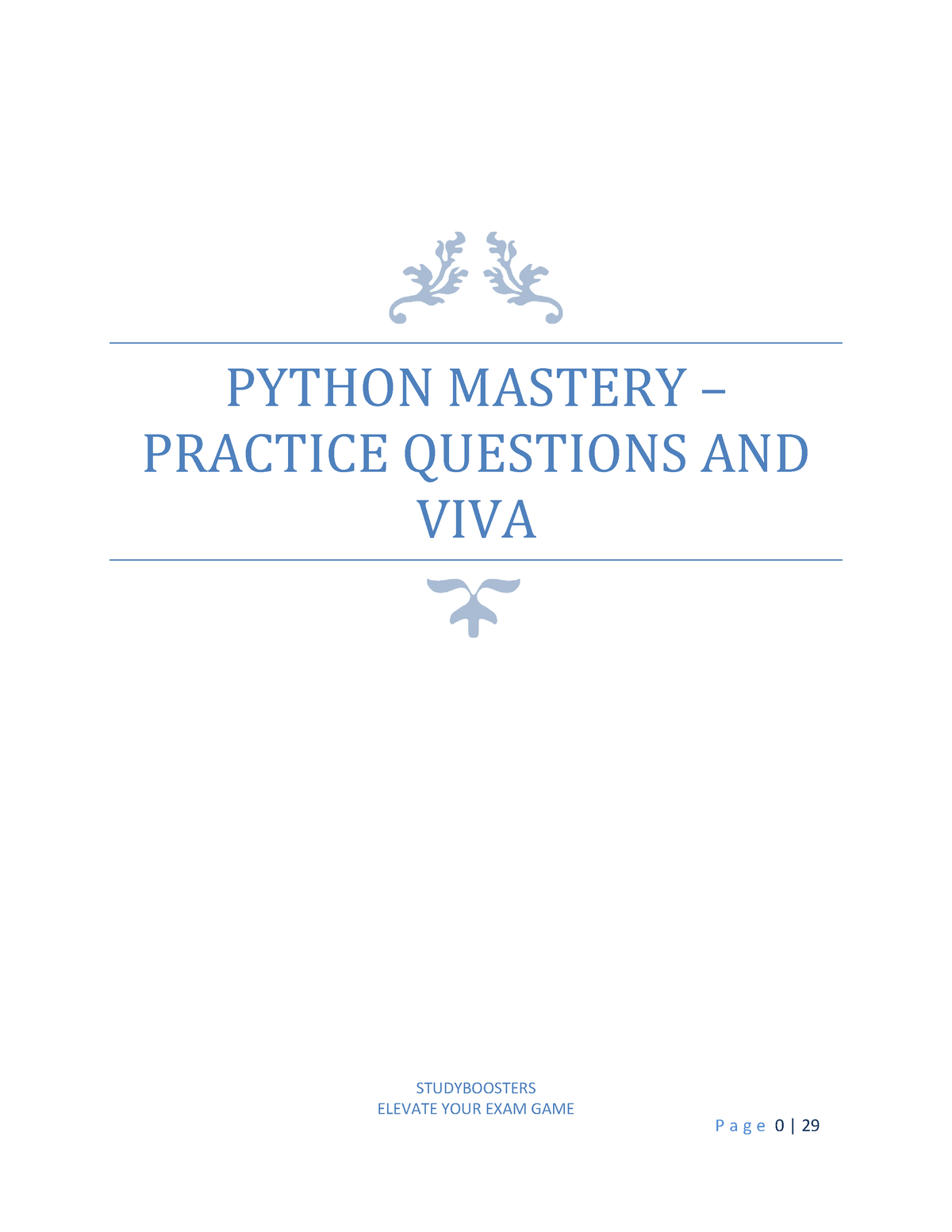 Python-mastery Book (question Bank) - P A G E 0 | 29 PYTHON MASTERY ...